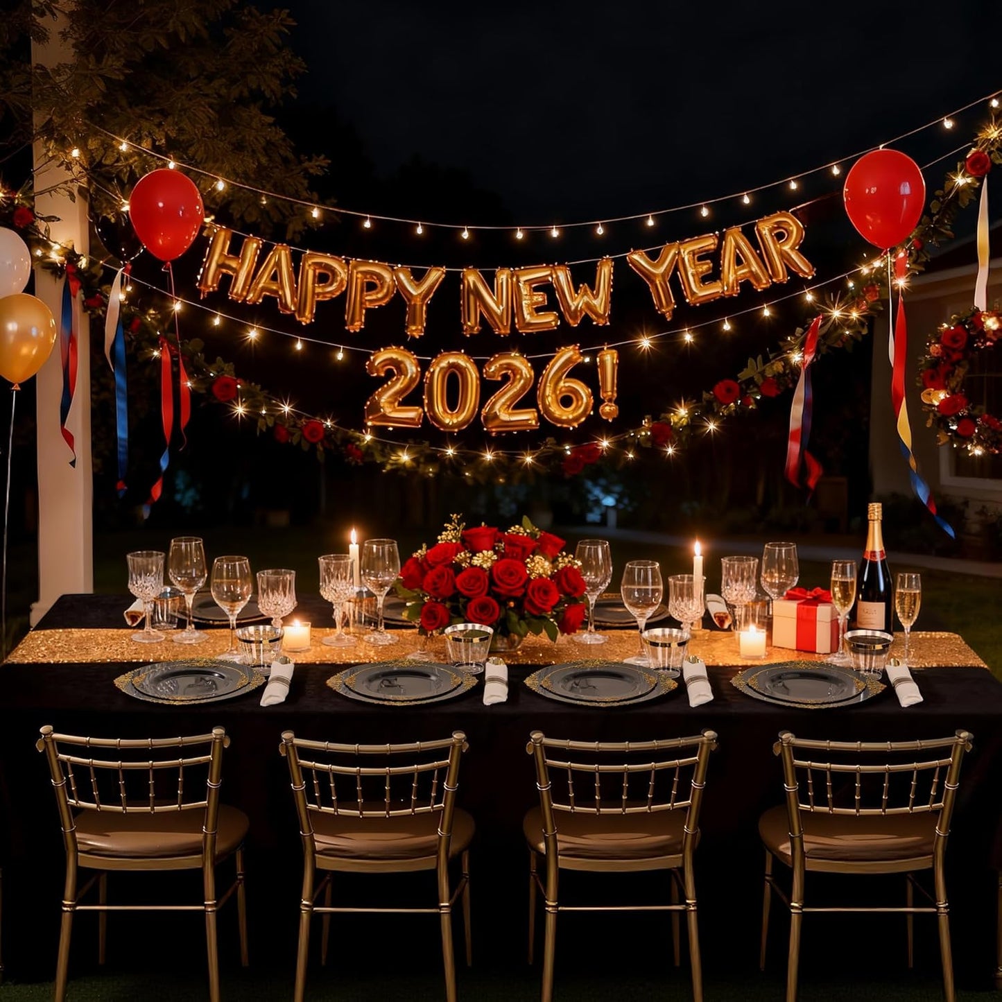 Nervure 350PCS Black Plastic Plates - Black Plastic Dinnerware Sets for 50 Guests - 100 Disposable Plates, 150 Gold Silverware, 50 Cups, 50 Napkins for Wedding & Party & Halloween