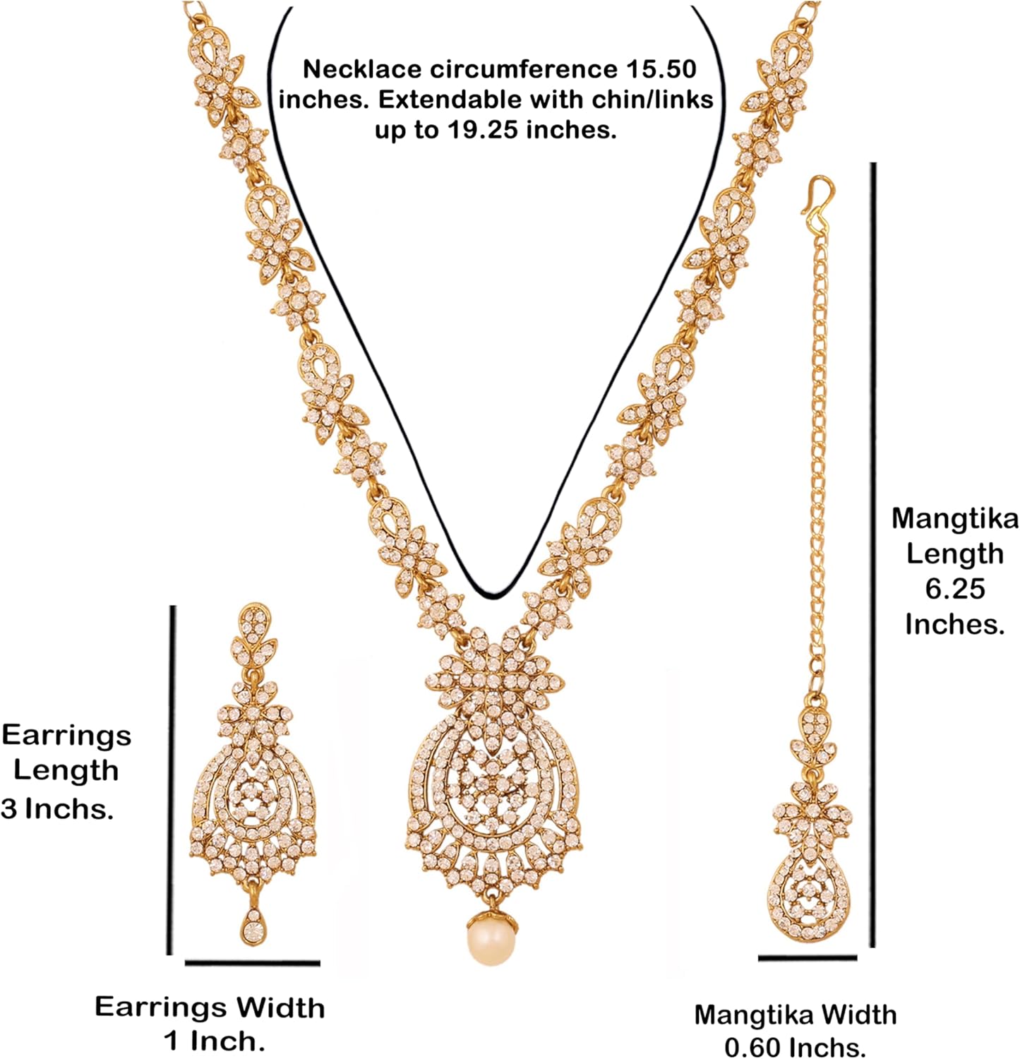 Touchstone Indian jewelry sets for women maang tikka wedding guest gold necklace bollywood jewellery set pageant elegant prom bride accessories western crystal chunky rhinestone necklaces