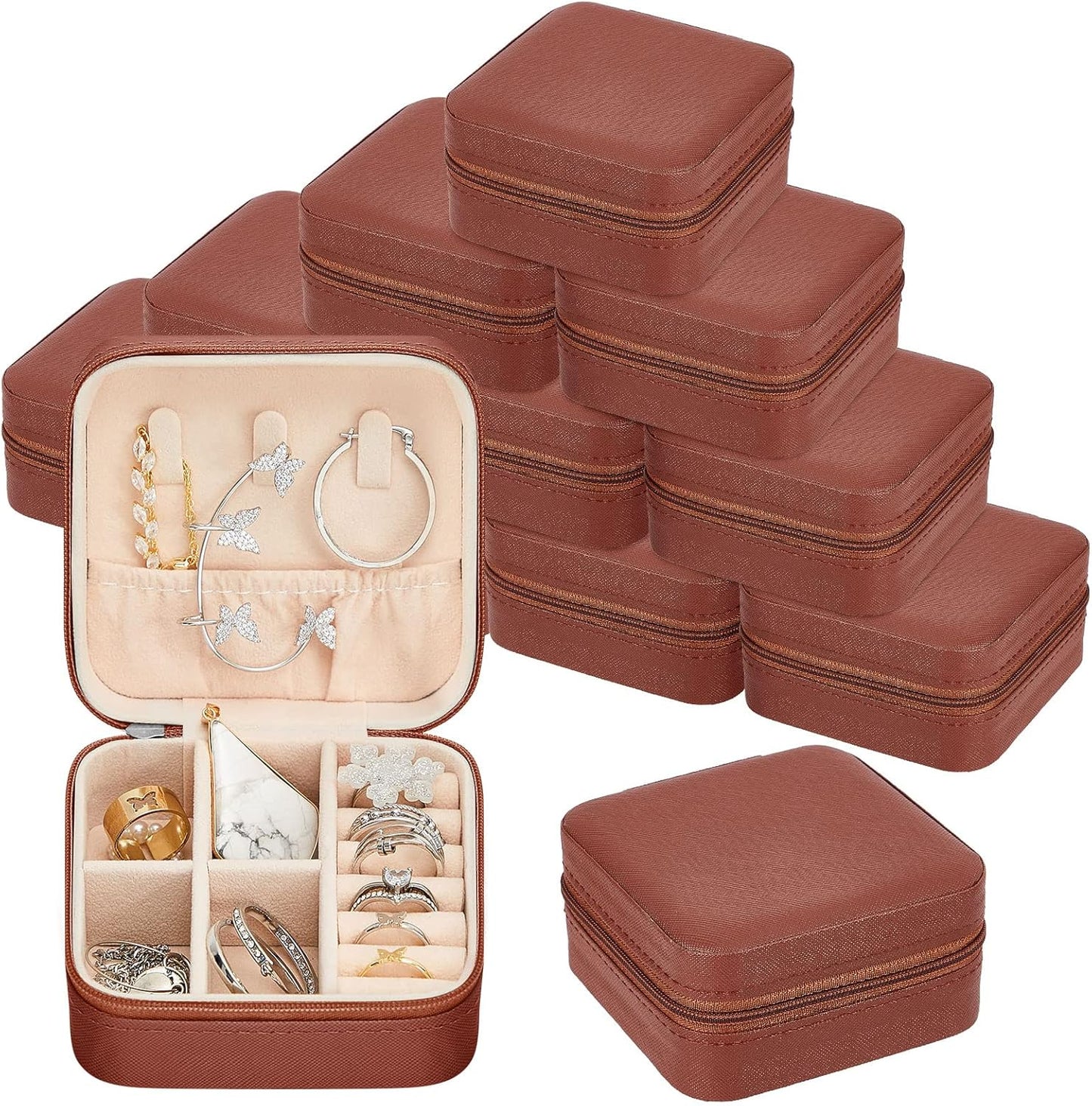 Taiyin 12 Pcs Travel Jewelry Case Bridesmaid Gift Boxes Bulk Travel Jewelry Case Small Jewels Organizer Mini Accessories Ornaments Storage for Women Girls Wedding Bridesmaids Gifts