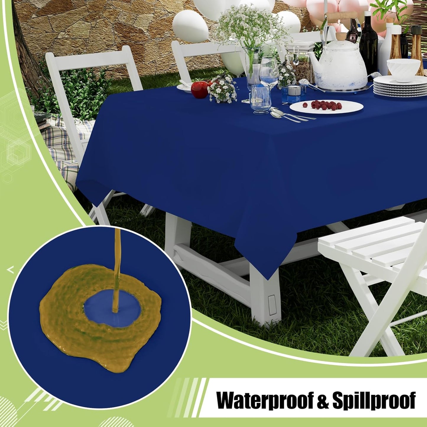 Smiry 54 Inch x 100 Feet Disposable Table Cover Roll, Navy Plastic Table Cloth in Cut-to-Size Box with Slide Cutter, Waterproof Rectangle Tablecloths for Weddings, Banquets, Outdoor