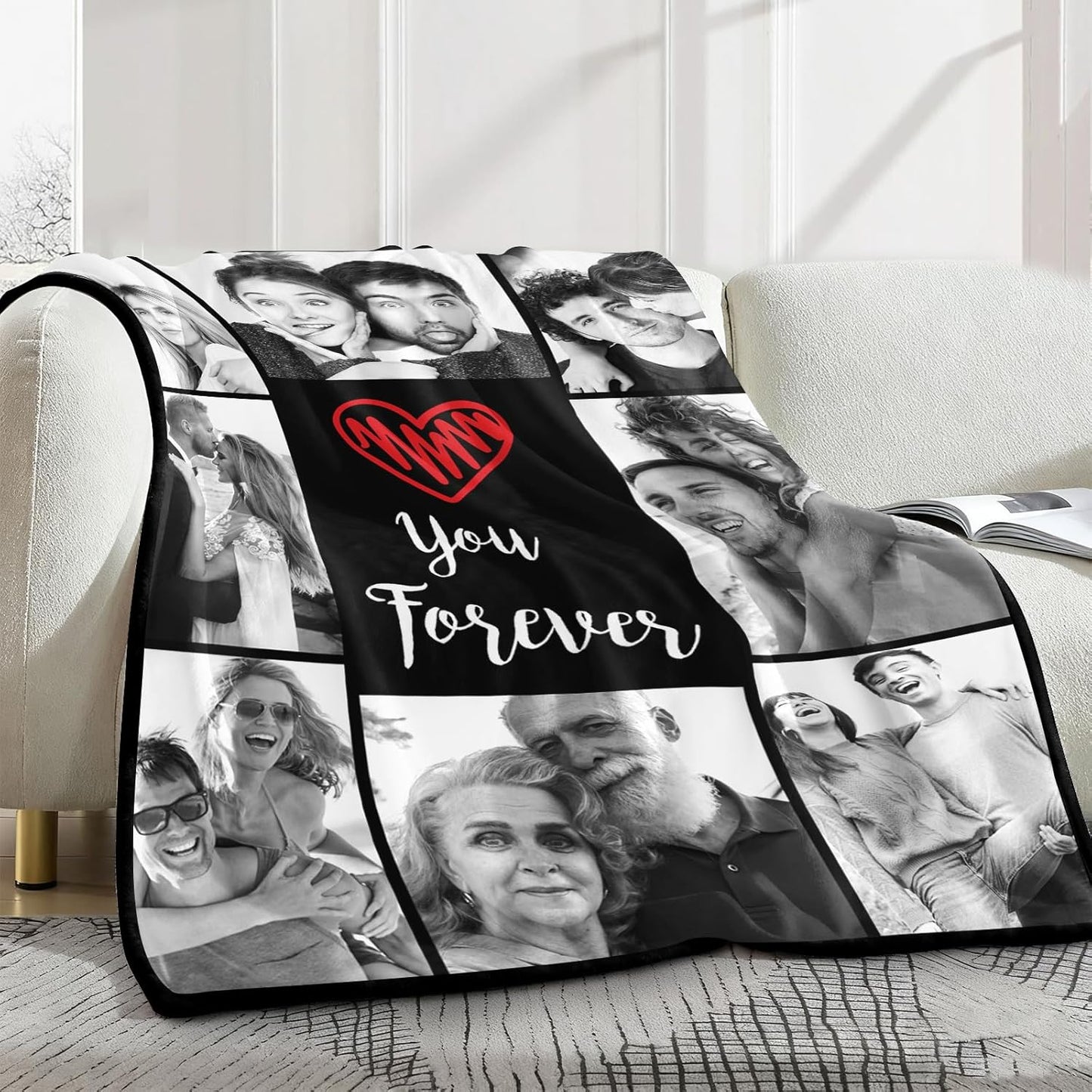 Yofair Ships Next Day, Custom Blanket with Picture Anniversary Wedding Gifts for Women Men Personalized Photo Blankets I Love You Couple Gift for Boyfriend Girlfriend Wife Husband