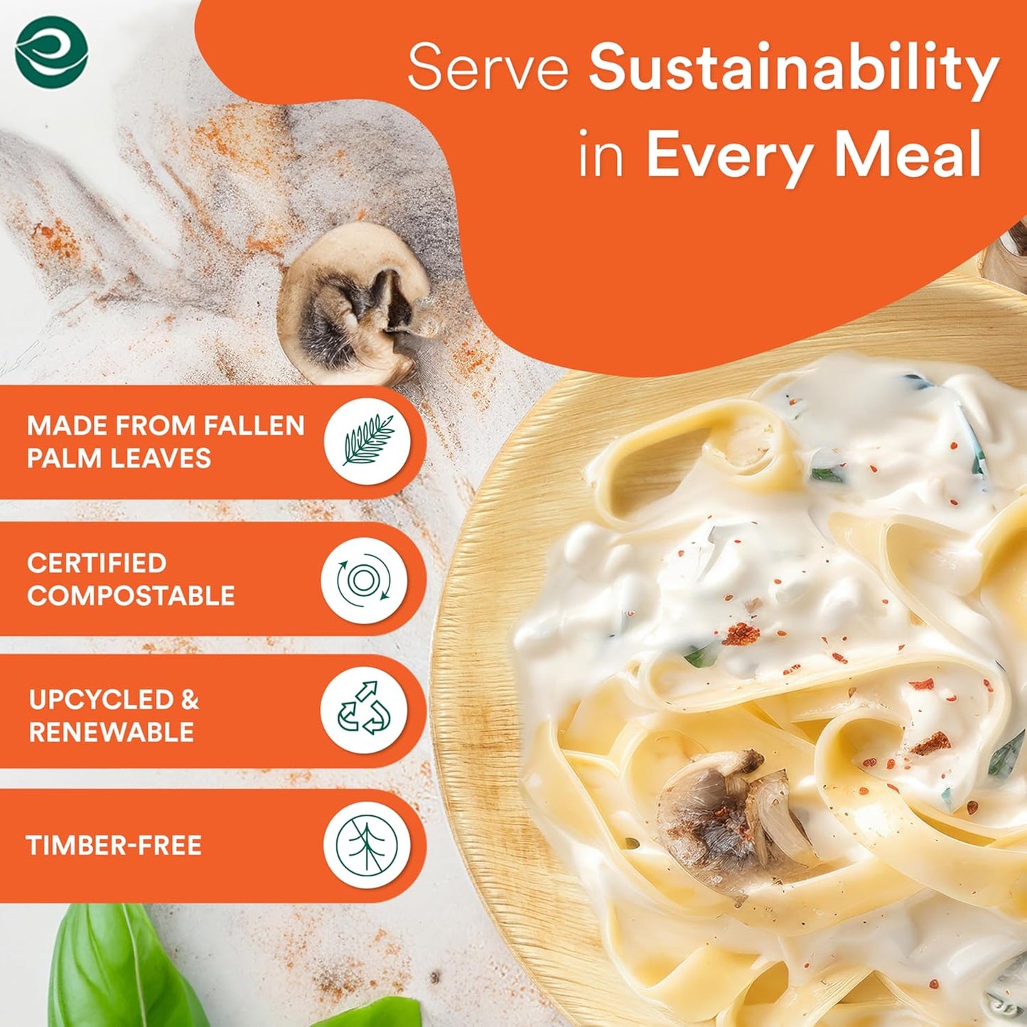 ECO SOUL Compostable 8 Inch Palm Leaf Round Plates (400 Count) Like Bamboo Plates | Biodegradable | Eco-Friendly, Microwave & Oven Safe