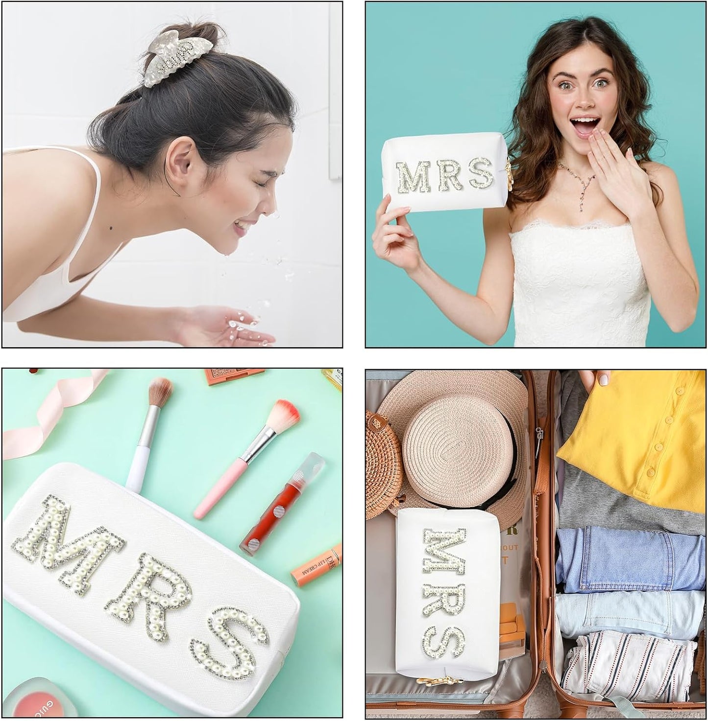 Bride To Be Gift Set - Makeup Bag, Slippers, Robe, Hair Clip - Wedding Gifts