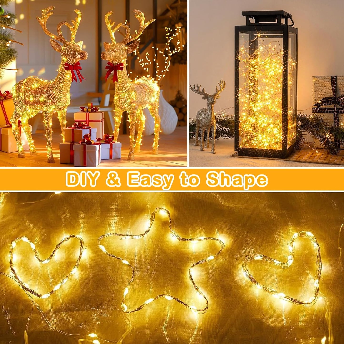 Decute 164FT 500LED Christmas Fairy String Lights Dimmable with Remote Control Copper Wire Starry Lights with UL Cerficated Decorative for Party Wedding Bedroom Christmas Tree Warm White