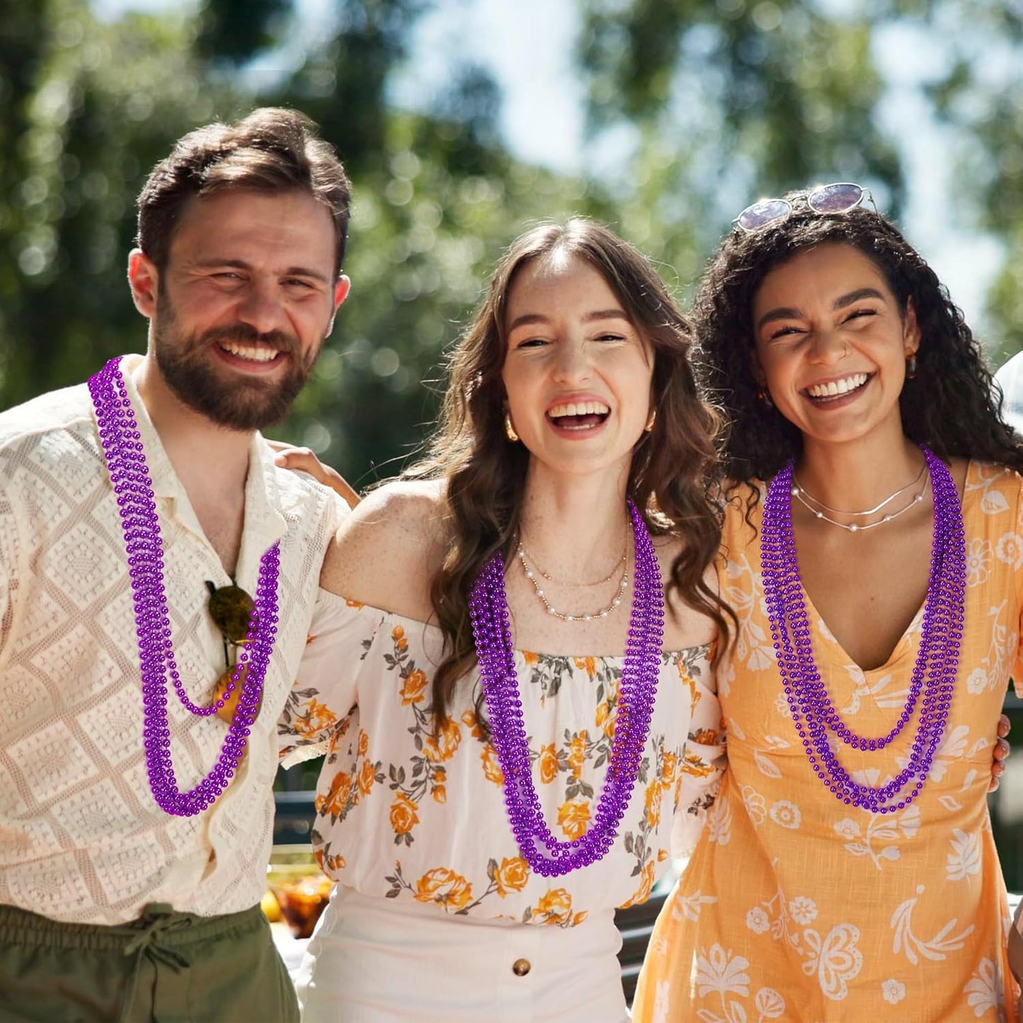 200 Pack Mardi Gras Beads, 33" Purple Bead Necklace, Mardi Gras Costume Accessories Bulk, Parade Throws for Carnival Pirate Christmas Wedding Birthday Baby Shower Party Supplies Favors Decor