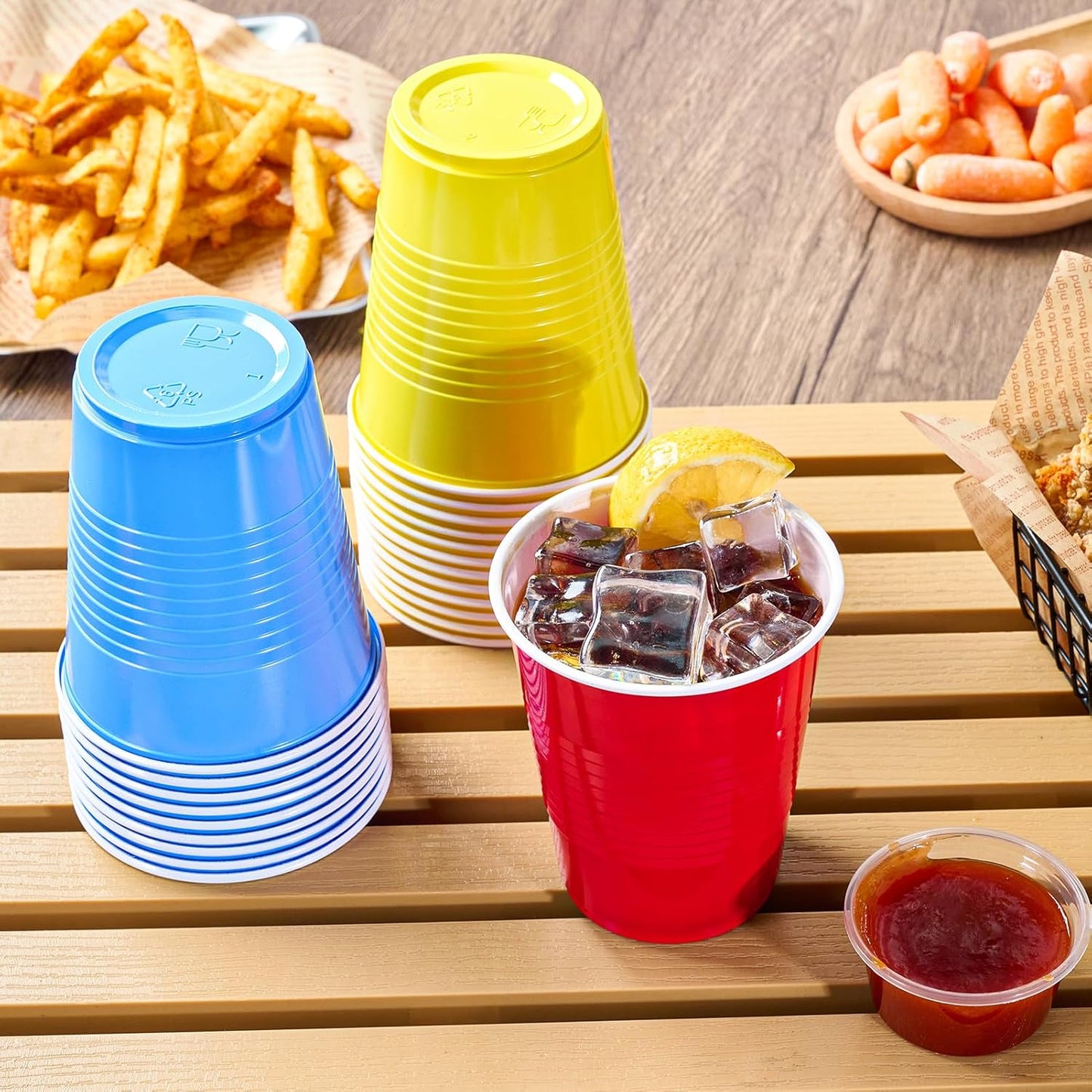 Lilymicky 200 Pack 12 oz Disposable Plastic Cups, Assorted Color Plastic Party Cups for Parties, Events, Game and BBQ