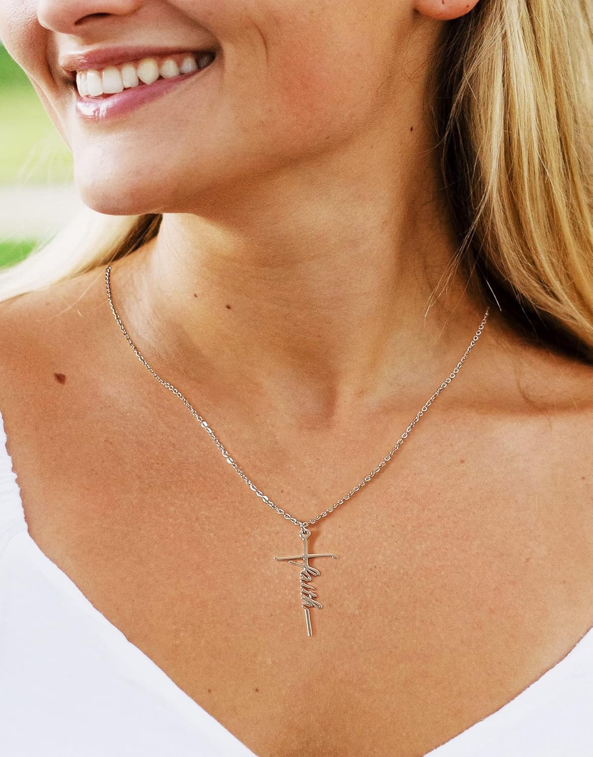 Lcherry Faith Cross Pendant Necklace for Women Religious Christian Jewelry Mother's Day Gifts for Women