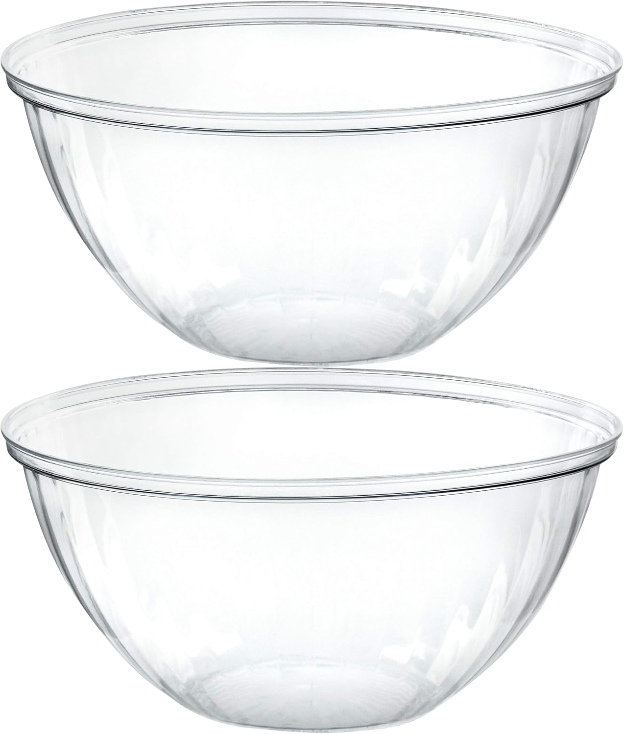PLASTICPRO Disposable 150 Ounce Round Crystal Clear Plastic Serving Bowls for Snack or Chip ,Candy Dish, Party Salad Container Pack of 2
