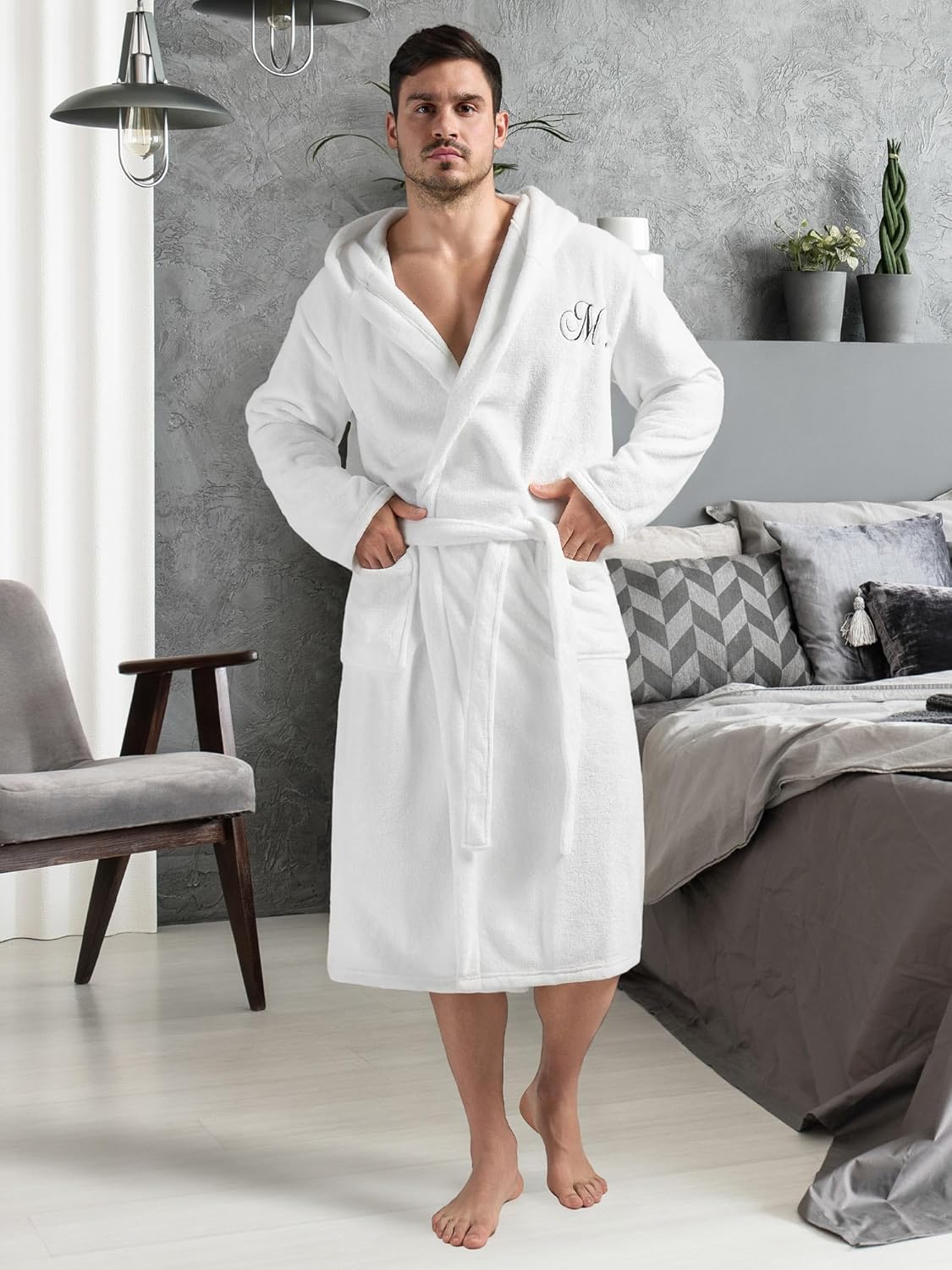 AW BRIDAL 2Pcs Mr and Mrs Robes for Couples Fleece, Matching Long Hooded Robes for Men Women, His and Hers Wedding Gifts