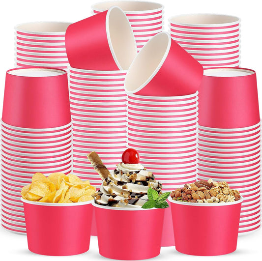 Paper Ice Cream Cups 9oz Colored Disposable Dessert Bowls for Hot or Cold Food Party Cups for Birthday Baby Shower Easter Party Supplies(Hot Pink,60 Pcs)