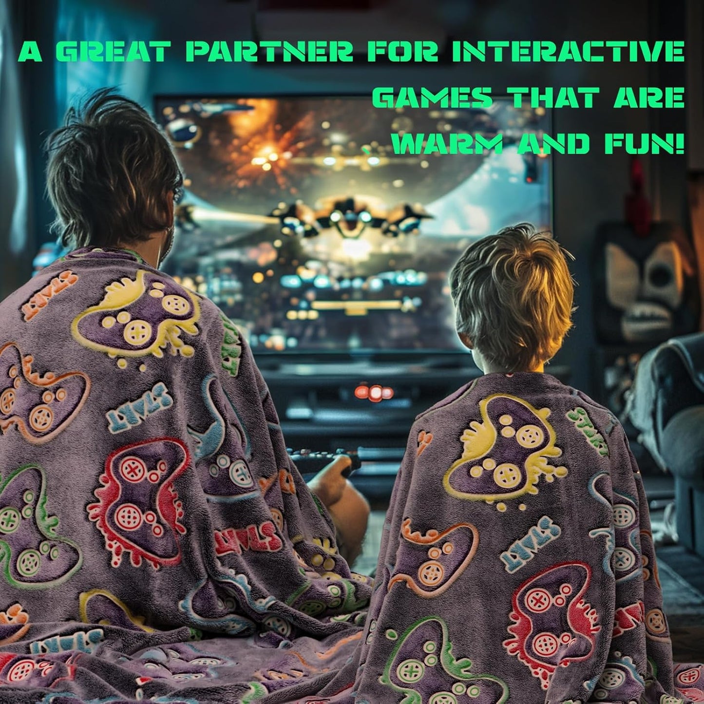 Gaming Gifts Toys for Teen Boys Glow in The Dark Gaming Blanket for Men Boyfriends Gamers Soft Fleece Gamer Blanket for Kids Birthday Gifts