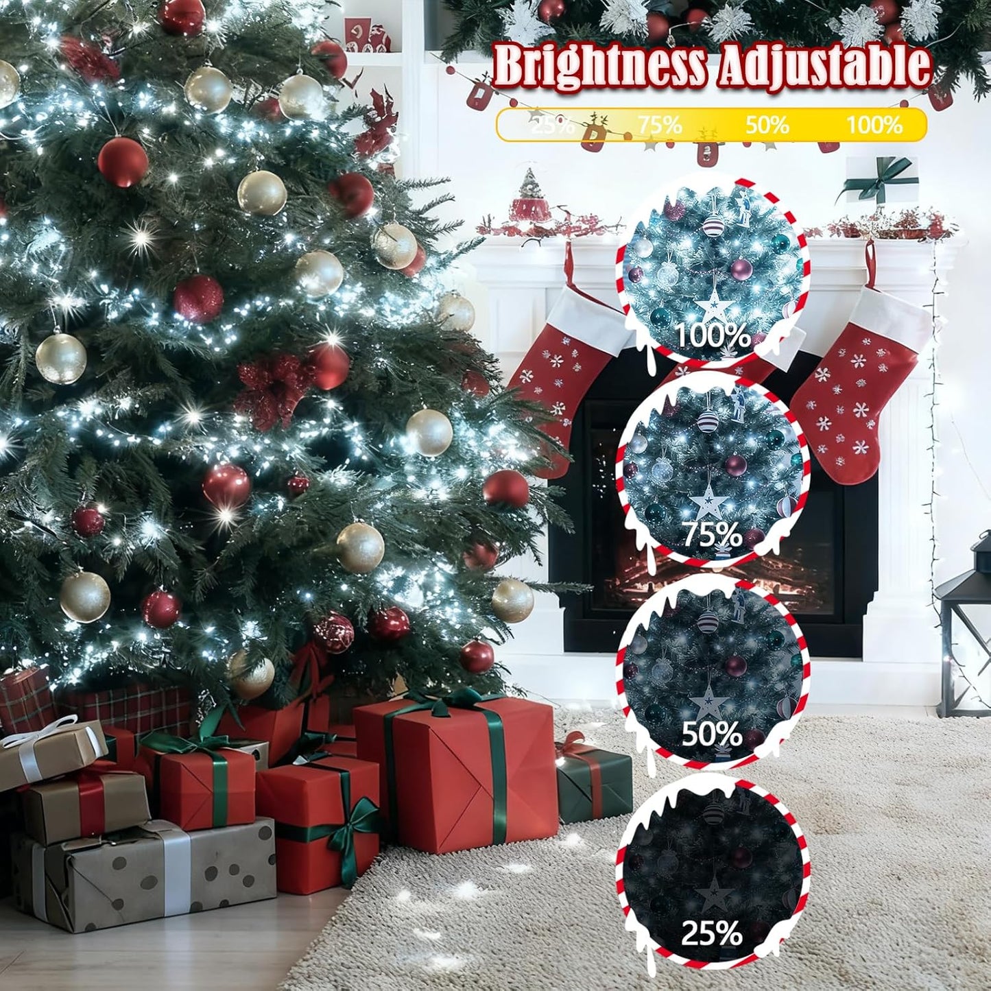 Voice Control 88ft 240LED Smart Christmas String Lights Outdoor/Indoor | String Lights Plug in with Remote, 12Modes, 7Voice Commands & Timers, Christmas Twinkle Light for Xmas Tree Decor (Cool White)