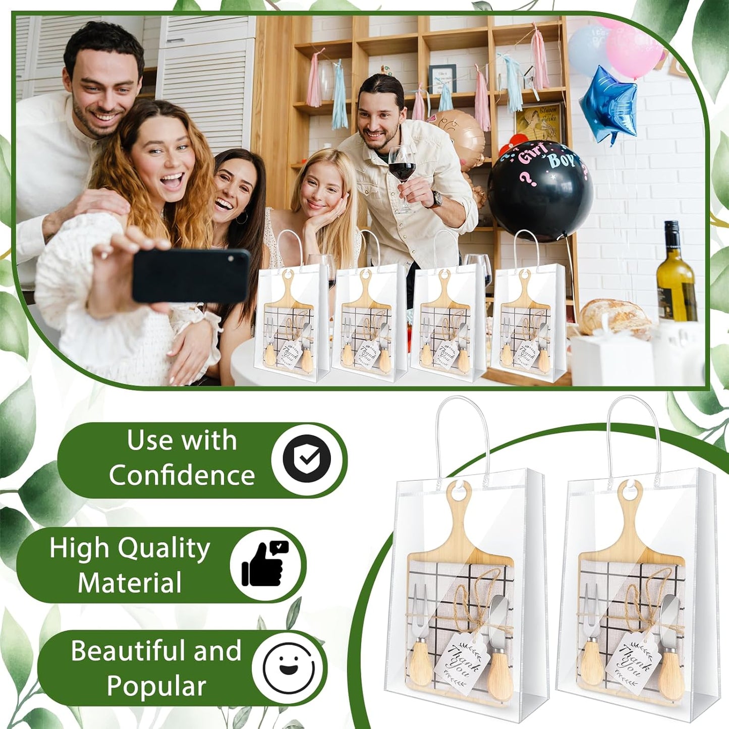 37 Pcs Baby Shower Game Prizes for Winners 6 Sets Baby Shower Prizes for Game Player with Bamboo Cheese Board Oak Cutlery Placemats Tags Bags