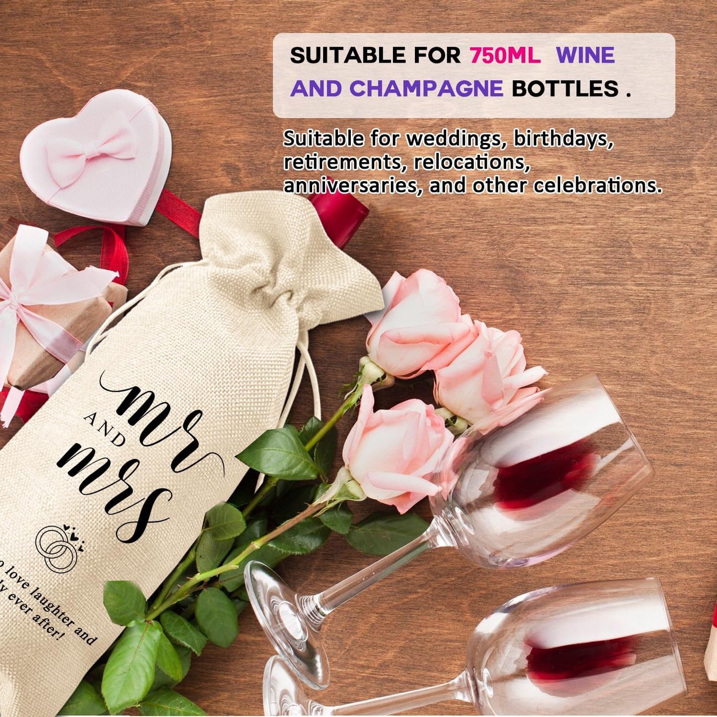 LANBAIHE Mr and Mrs Wine Bag, Wedding Shower Gifts Wine Bag, Bridal Shower Engagement Gifts, Mr and Mrs Wedding Gift Party Decorations