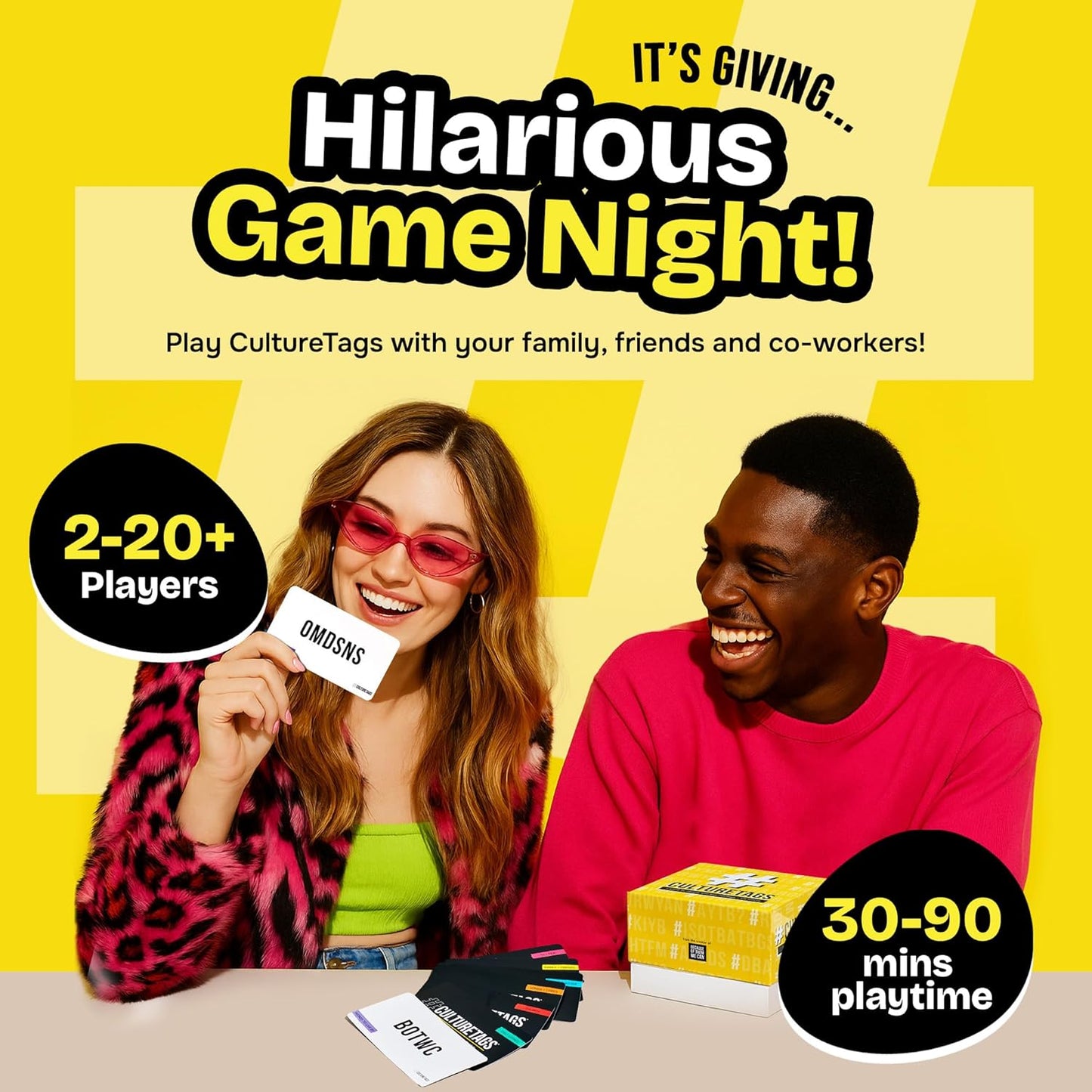 Culture Tags-Card Game for People Who Love Hashtags + Culture, Party Game Set, Gift for Family Fun or Virtual Play, Ages 13+ Years, CB Games
