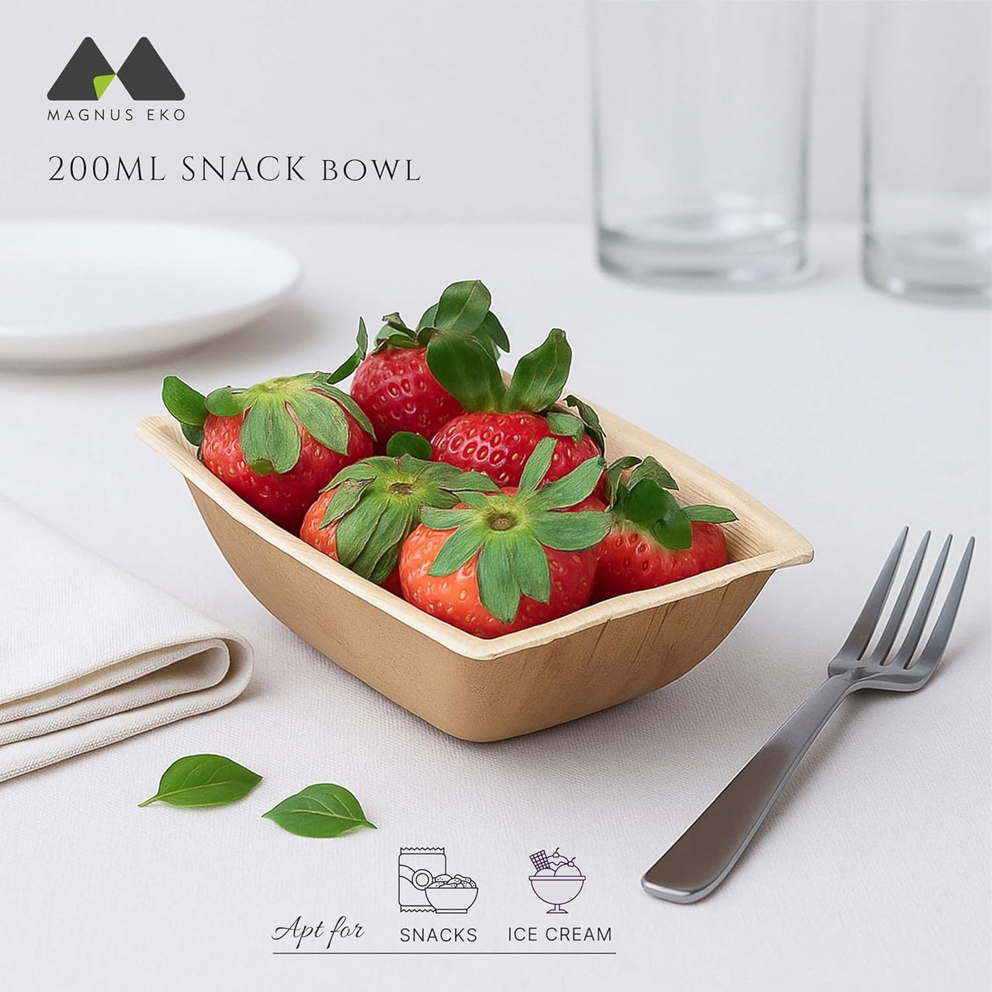 | 200 ml / 7 Oz Snack Bowls 100 pcs | | Disposable Bowls for Party | Eco Friendly, Compostable and Biodegradable serving bowls for Catering, Weddings and Parties