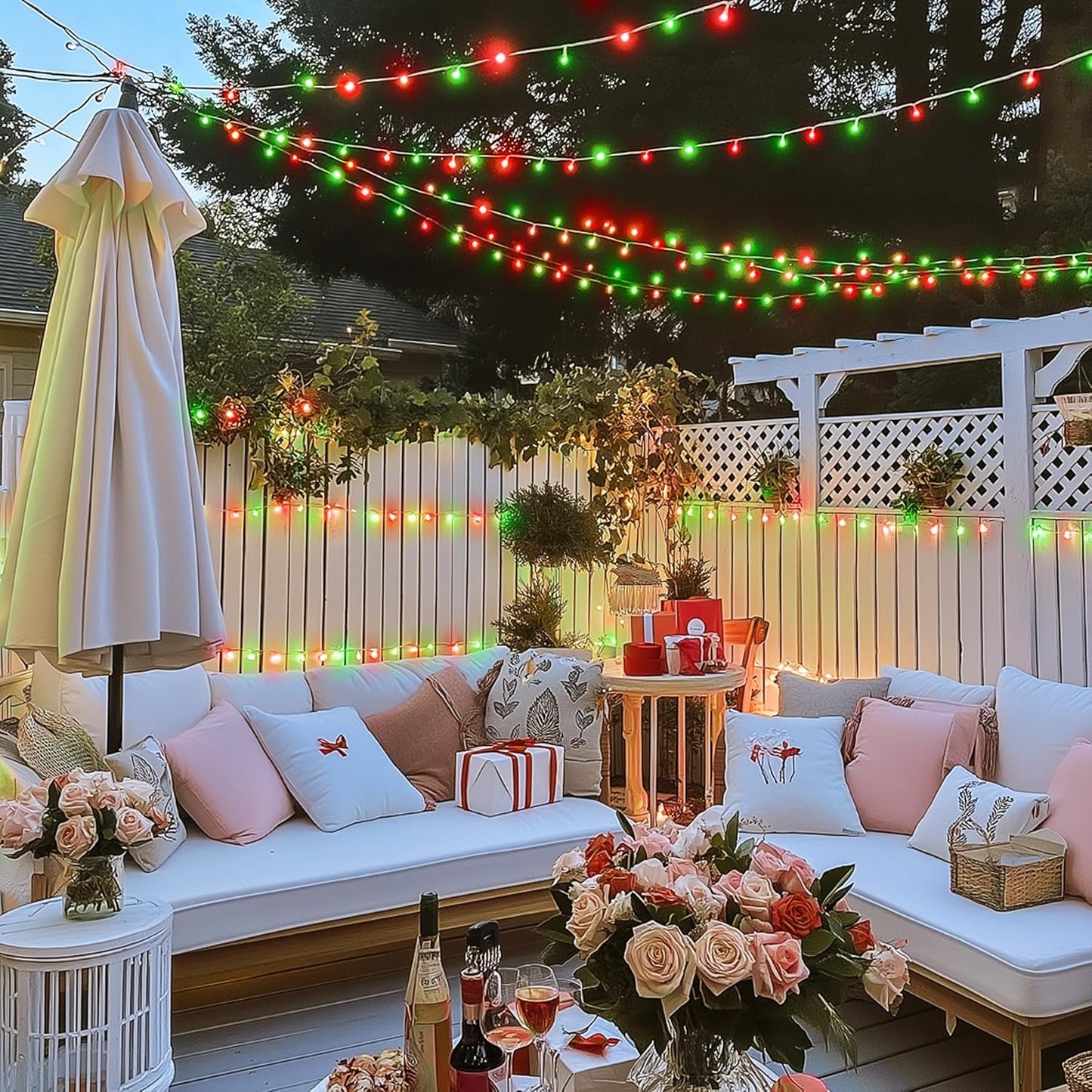 JMEXSUSS 200 LED Red and Green Halloween Lights Outdoor, 66ft Christmas String Lights Indoor Clear Wire Plug in for Bedroom Party Christmas Tree Halloween Decorations