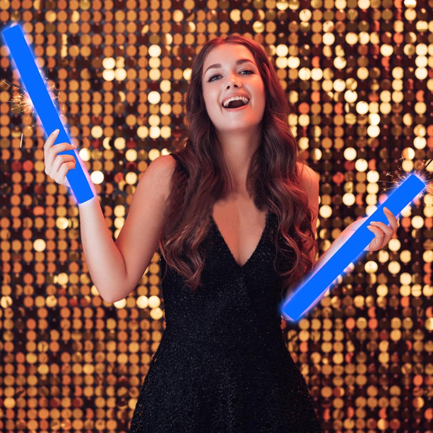 Blue Glow Foam Wand, 36 Pcs Giant LED Light Up Sticks Flashing Glowing Baton Wands Party Supplies for Wedding, Raves,Concert,Birthday,Christmas, Halloween,Sporting Events