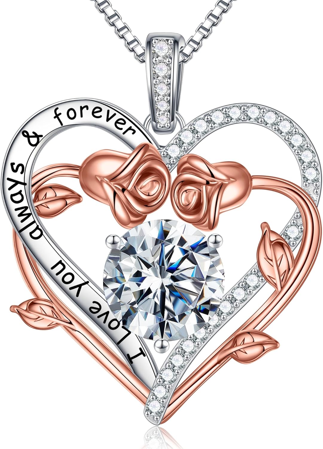 MOOSEA Gifts for Wife Mom - S925 Sterling Silver 1-3 ct D Color VVS1 Clarity Moissanite Necklace, Anniversary Birthday Gift for Her