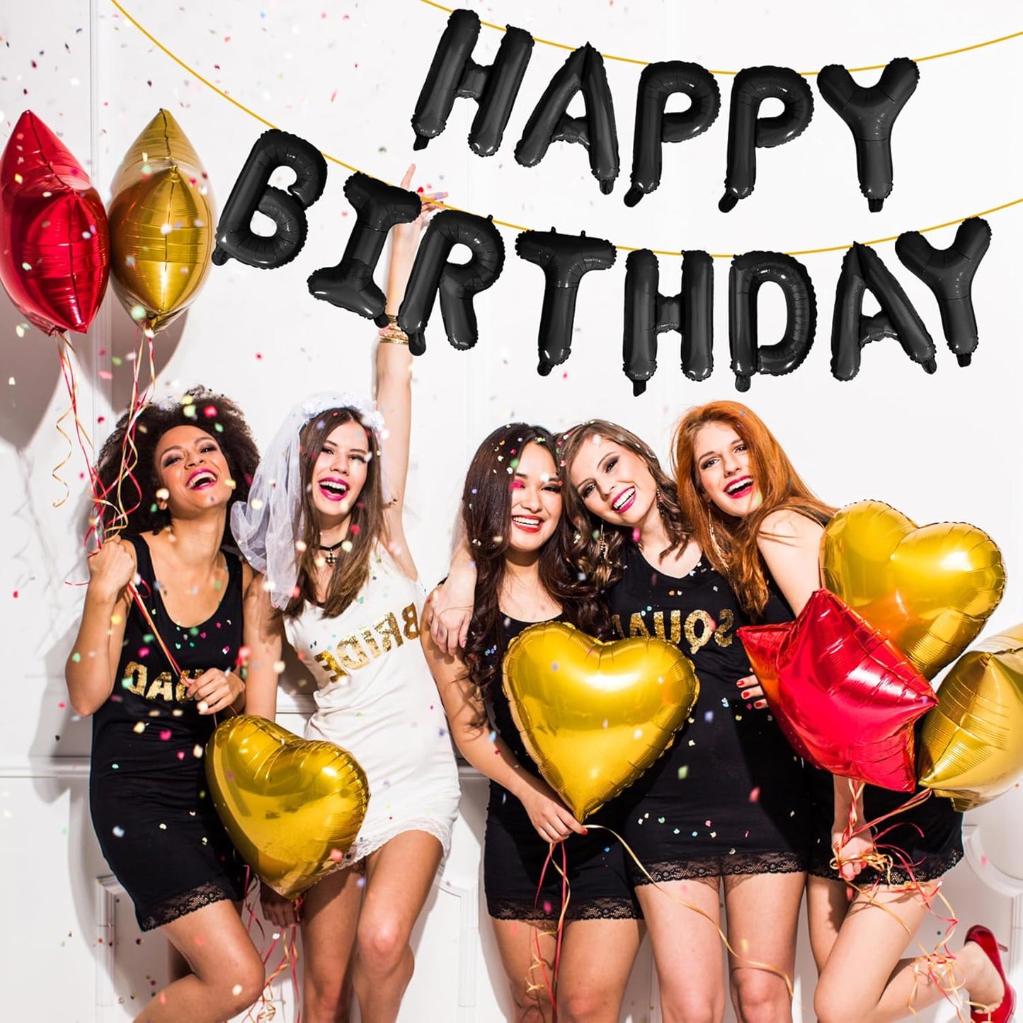 LIOZEOKUN Happy Birthday Balloon Letters 16 inch Mylar Foil Birthday Balloons Banner Sign for Birthday Party Decorations Supplies (Black)