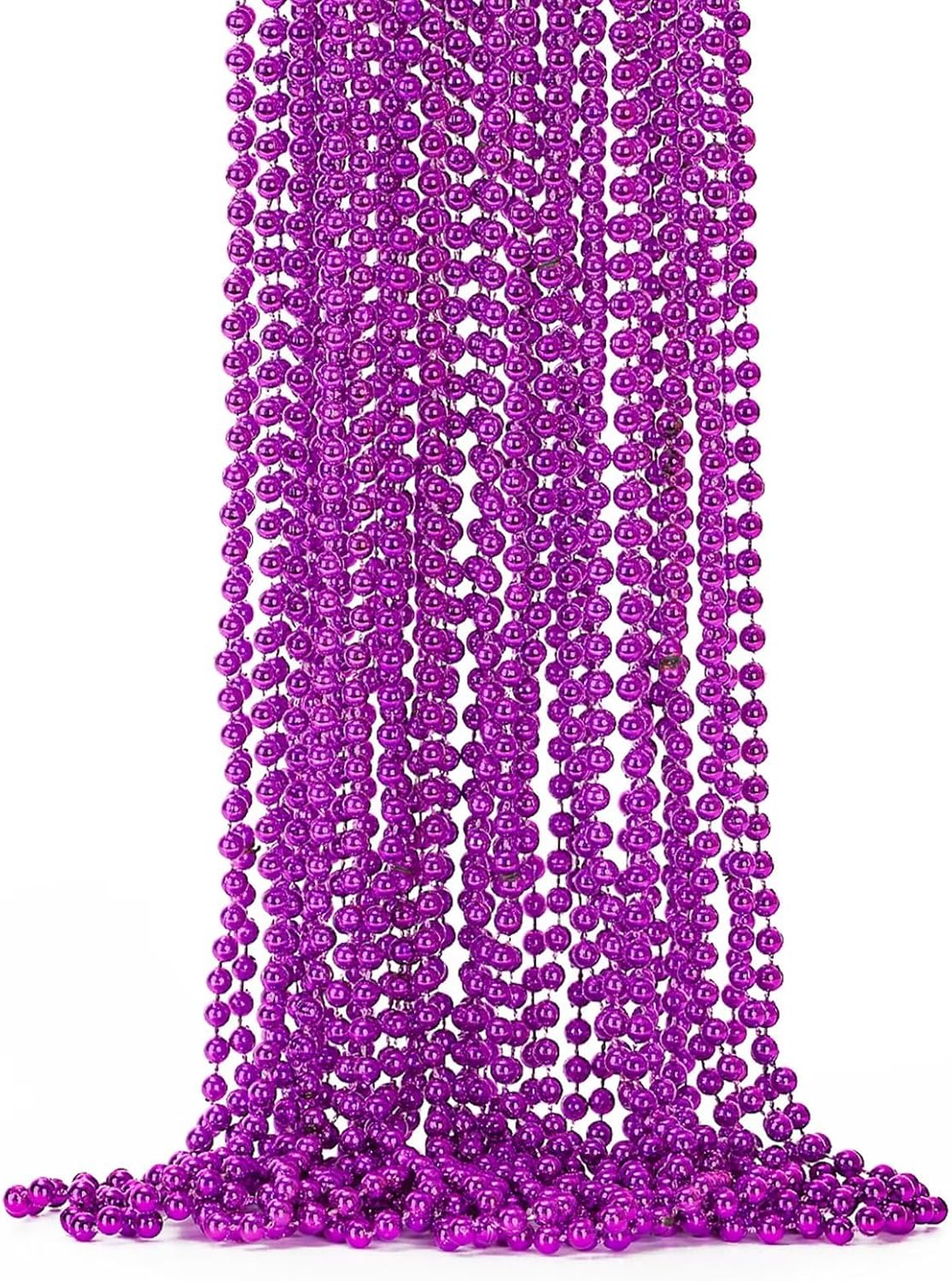 Mardi Gras Beads, 12PCS Purple Bead Necklace Party Favors, 33" Bead Necklaces Accessory Set, Festival Parade Throw Accessories for Halloween Mardi Gras Party Celebrations Decorations