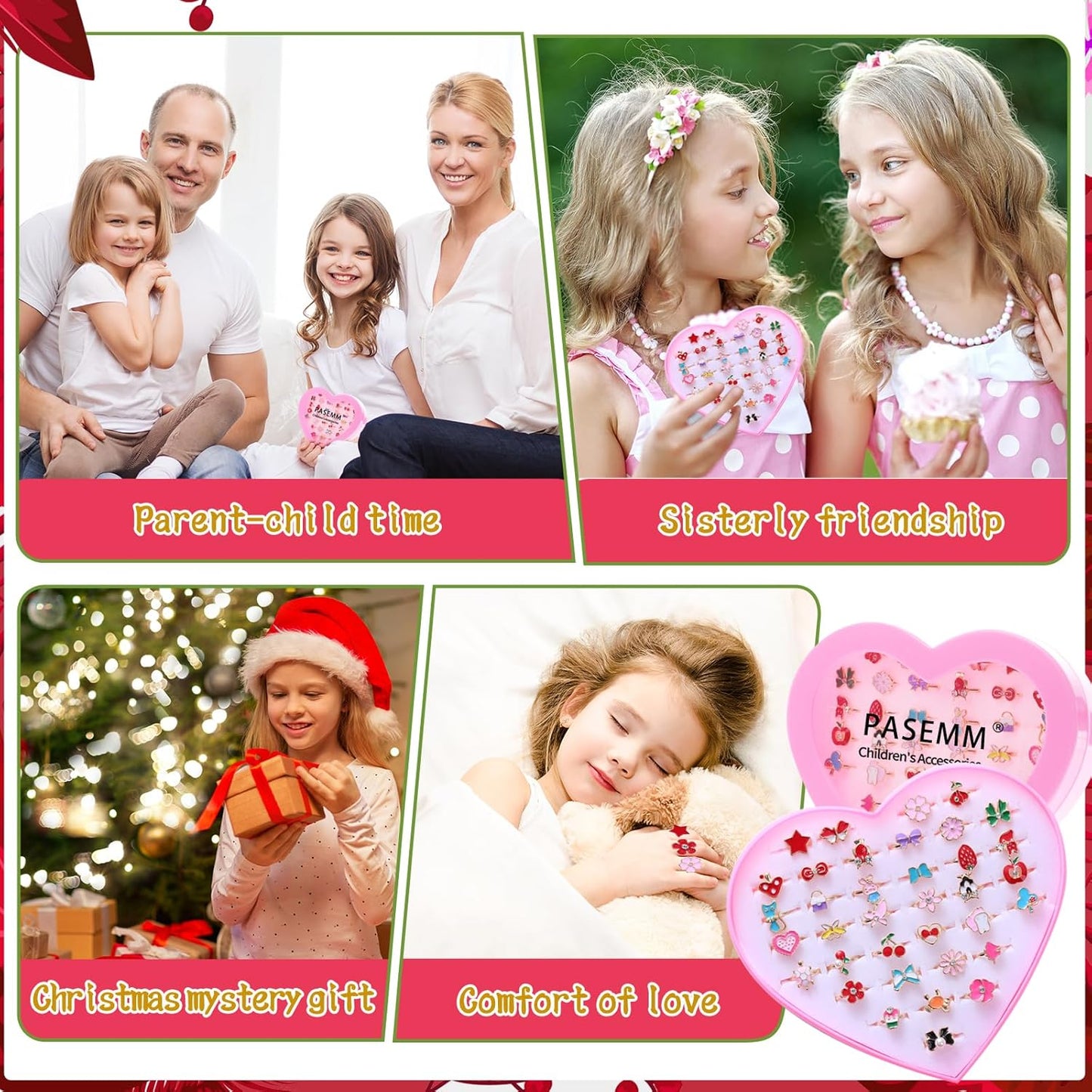 36pcs Little Girl Jewel Rings, Adjustable, No Duplication Kids Play Ring in Box,Pretend and Dress Up Rings for 4-12 Year Old Girls Birthday Gifts Holiday Gifts, 4 5 6 7 8 9 10 11 12 Year Old Girl Toys for Kids