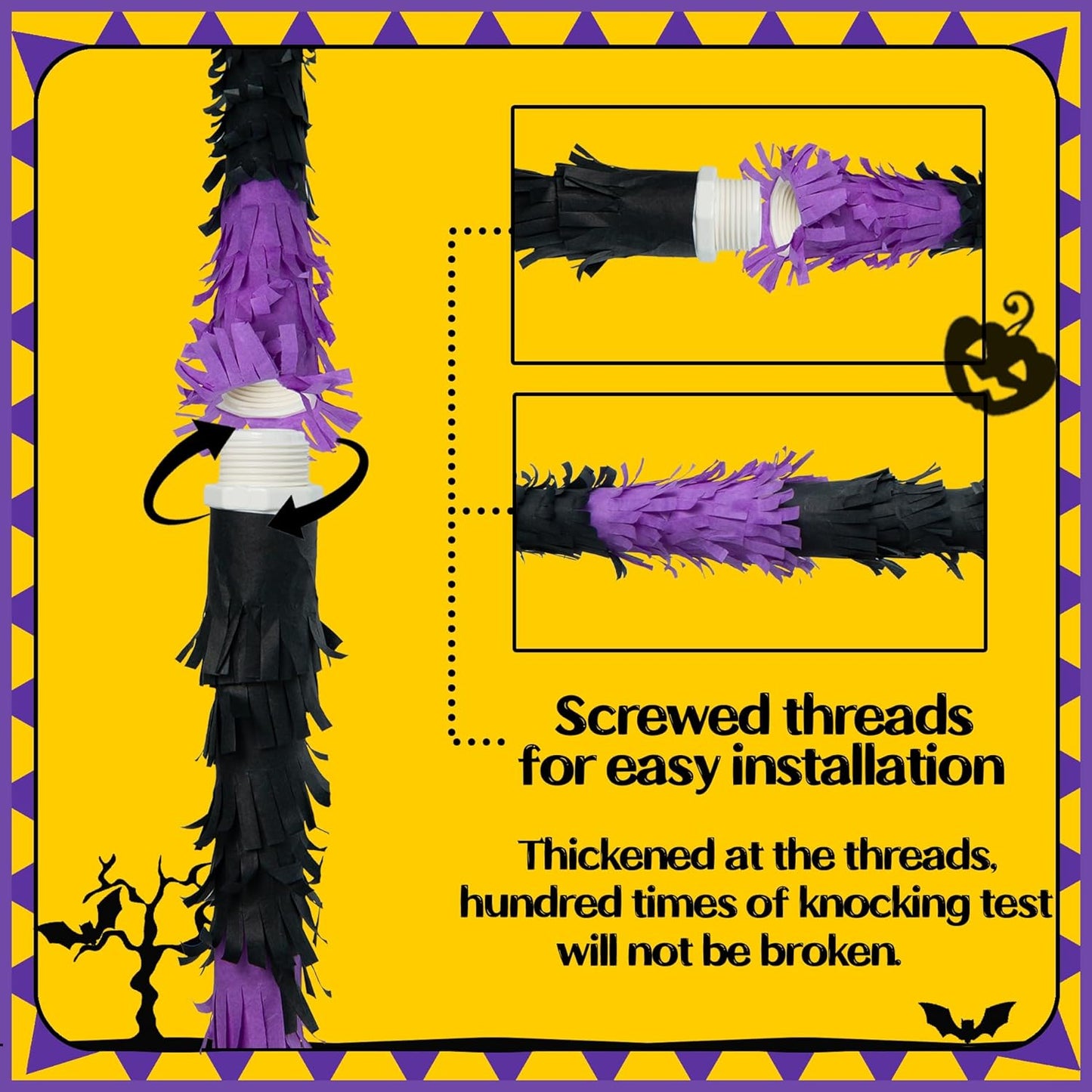 PCFING 21.6 Inch Halloween Witch Piñata with 30 Inch Piñata Stick Blindfold Confetti for Boy Girl Adults Halloween Wicked Scary Party Decorations，Candy Game，Trick Treat Party