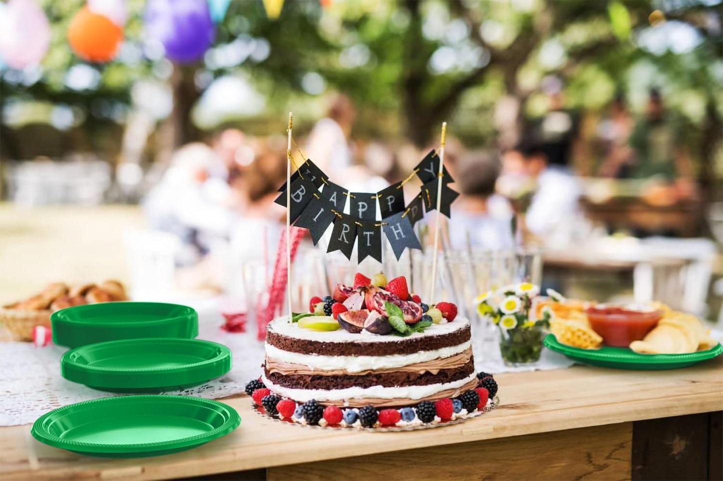 Exquisite Party Solids Emerald Green Plastic Plates For Party 9" Emerald Green Disposable Plates Heavy Duty 100 Pcs Plastic Dinnerware Sets Heavy Duty 350 GSM Disposable Dinnerware Set