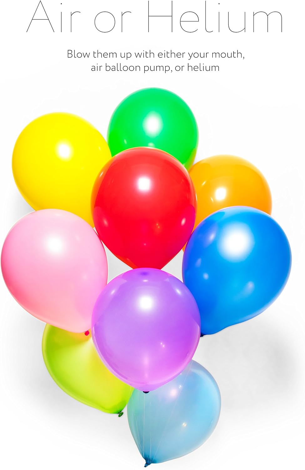 Dusico® Balloons Rainbow Set (100 Pack) 12 Inches, Assorted Bright Colors, Made With Strong Multicolored Latex, For Helium Or Air Use. Kids Birthday Party Decoration Accessory. Easy Blow Up by Mouth