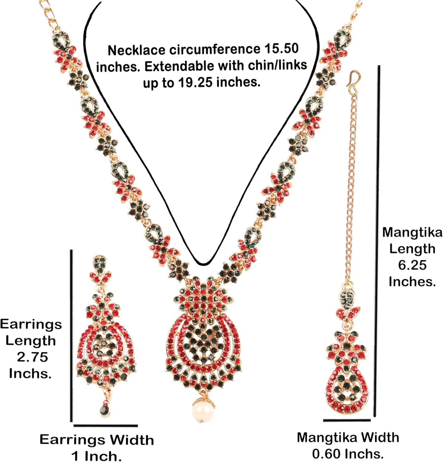 Touchstone Indian jewelry sets for women maang tikka wedding guest gold necklace bollywood jewellery set pageant elegant prom bride accessories western crystal chunky rhinestone necklaces