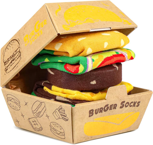 AGRIMONY Funny Burger Hot Dog Tacos Popcorn Socks Box -Easter Fathers Birthday Gag Christmas Gifts for Men Teen Boys Women