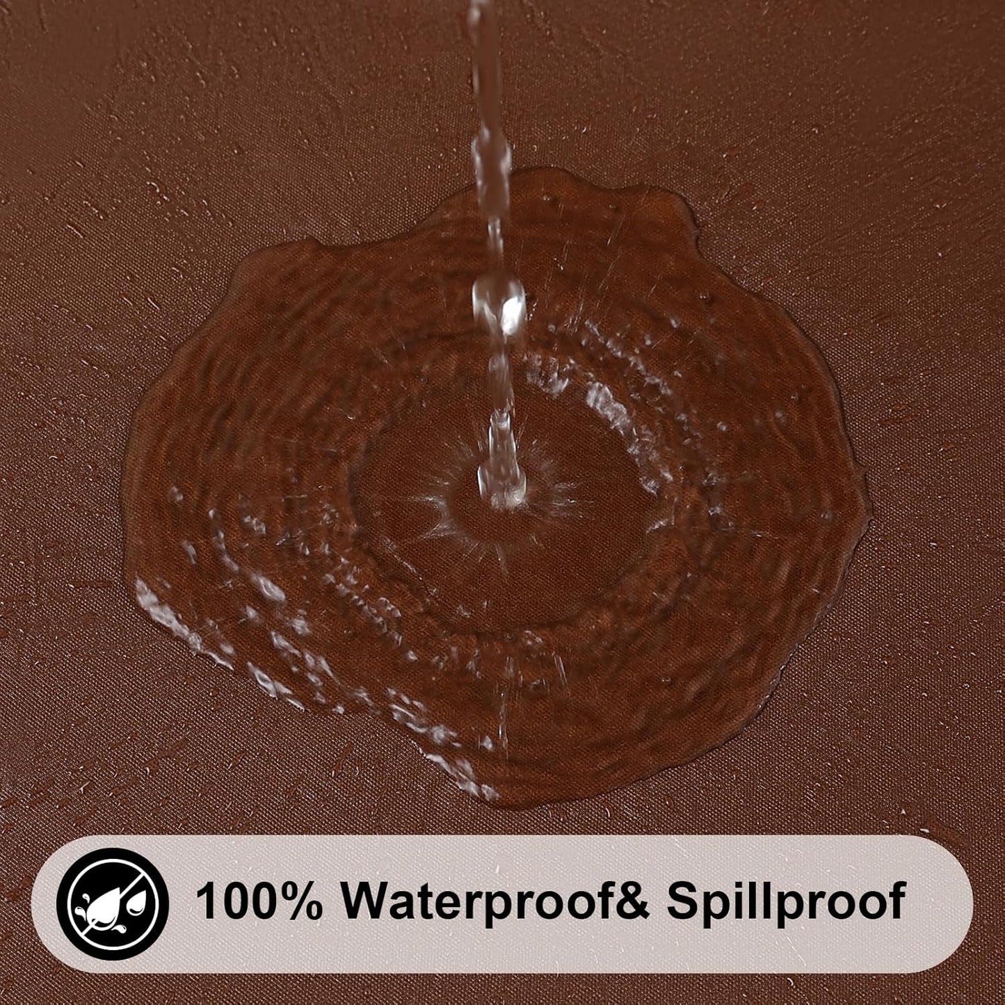 Smiry Rectangle Tablecloth, Elastic Fitted Flannel Backed Vinyl Tablecloths for 4ft Folding Tables, Waterproof Wipeable Table Covers for Indoor, Outdoor, Picnic and Camping (Coffee, 30"x48")