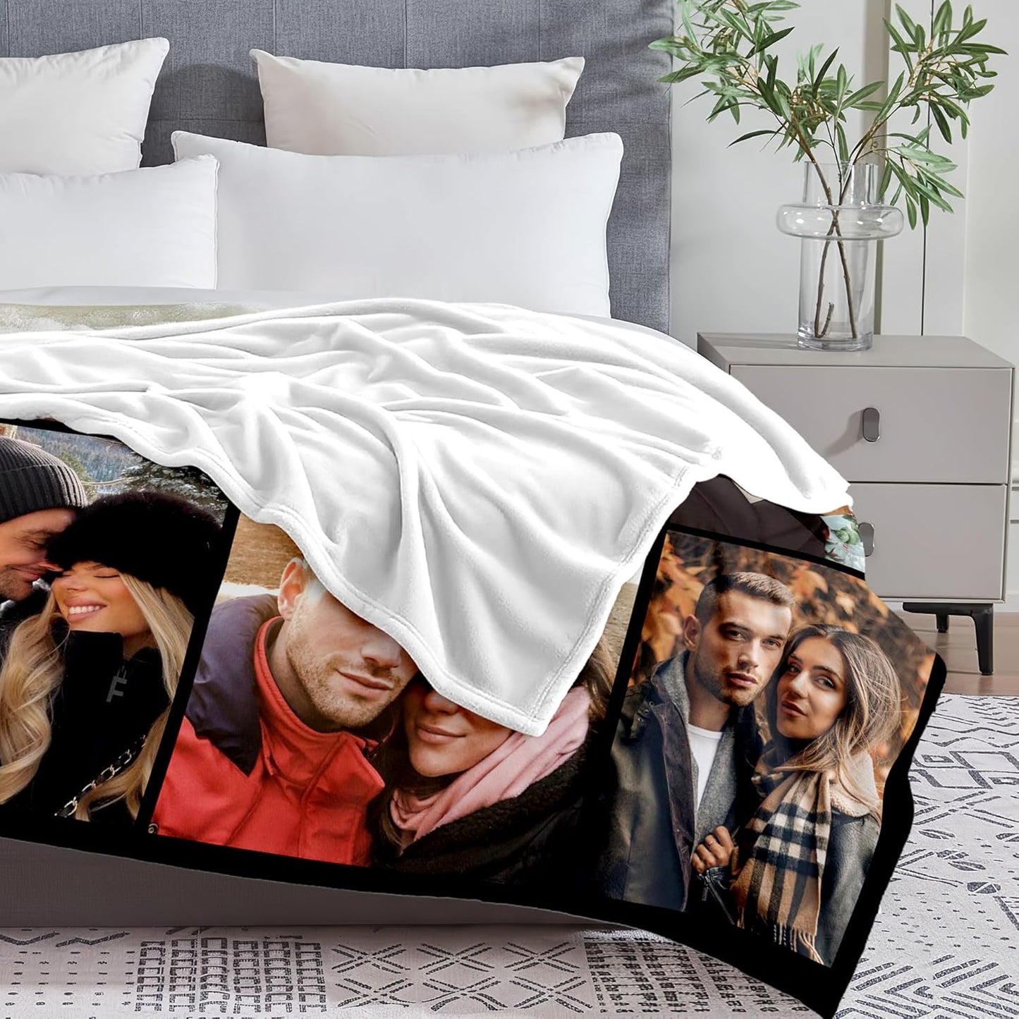 Yofair Ships Next Day, Custom Blanket with Picture Anniversary Wedding Gifts for Women Men Personalized Photo Blankets I Love You Couple Gift for Boyfriend Girlfriend Wife Husband