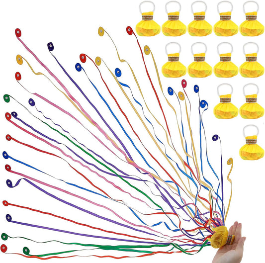 12 pcs Confetti Popper Hand Throw Streamers, No Mess Colorful Streamer Poppers, for Baby Shower, Party Celebrations, Wedding, Birthday (Yellow)