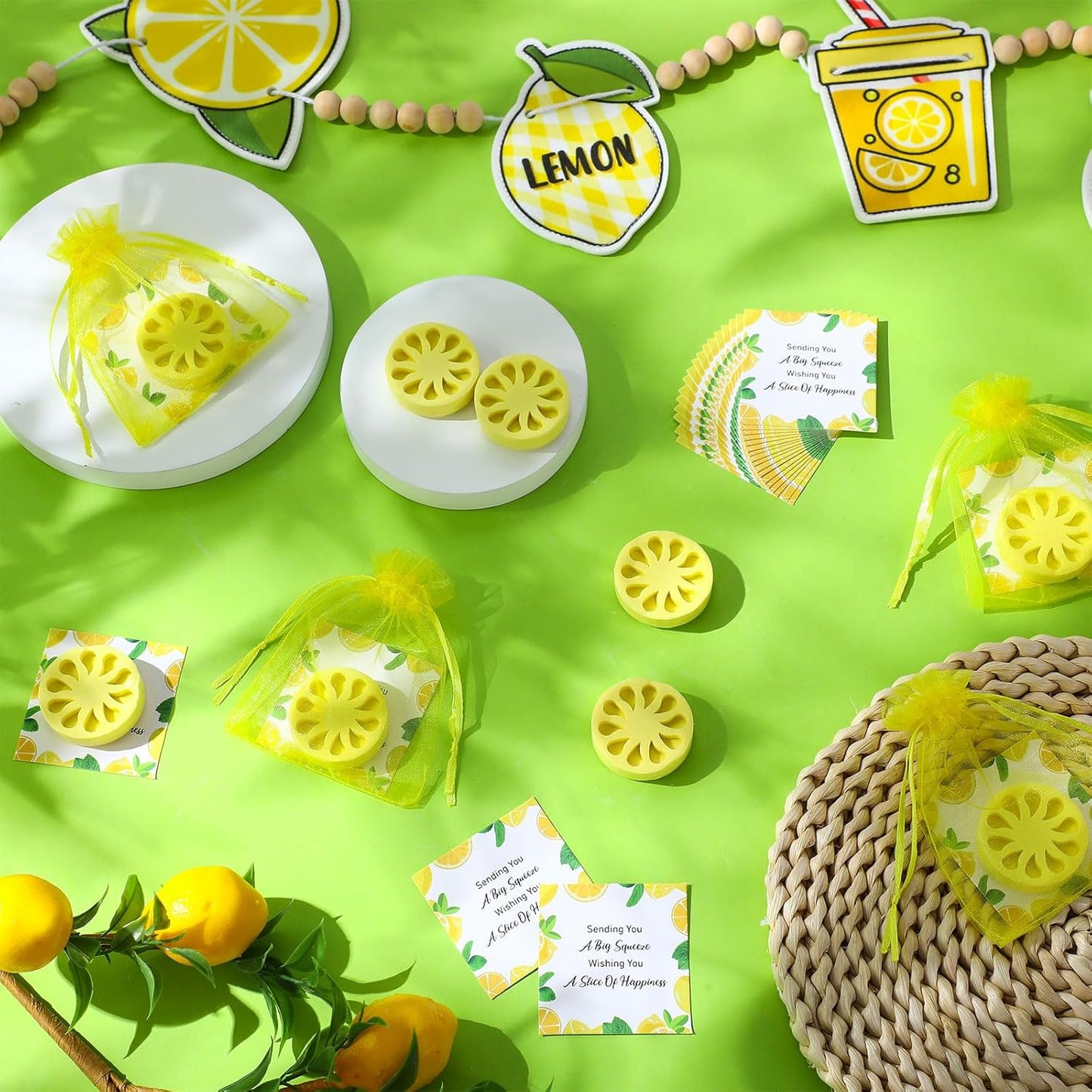50 Set Lemon Soap Party Favors Bridal Shower Favors Lemon Shaped Soap Big Squeeze Wedding Gifts with Card and Yellow Bag for Bridal Party Baby Shower Decorations