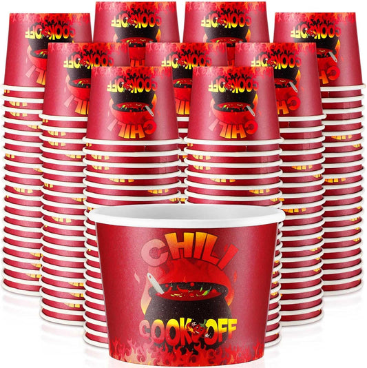 200 Pcs Chili Cook off Party Decorations Disposable Chili Cook off Paper Tasting Cups Food Sample Bowls for Mexican Party Supplies(Classic,5 oz)