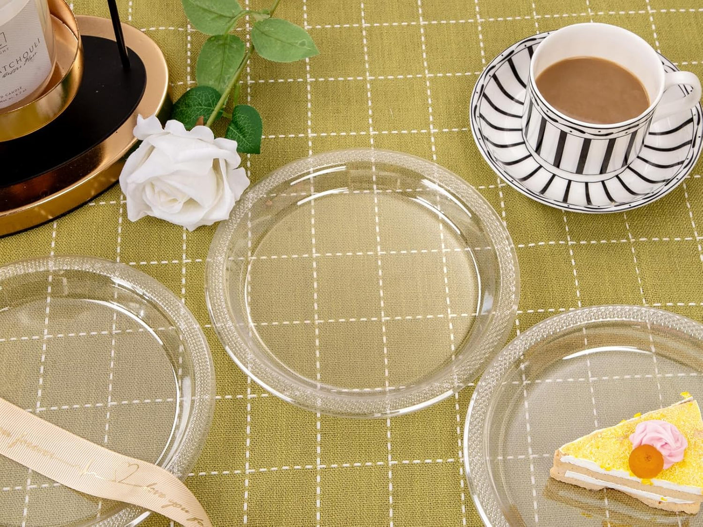 WELLIFE 7 Inch Clear Dessert Plates 150 Count, Clear Disposable Plastic Plates for Party Dessert Cake Appetizers Salad Wedding Engagement St. Patrick's Day Easter