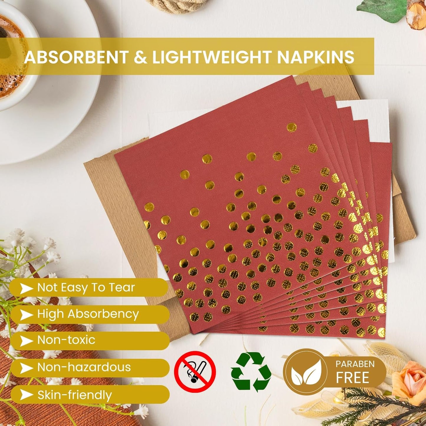 75PCS Paper Plates and Napkins Set - Red and Gold Dot Disposable Party Dinnerware Includes Paper Plates, Napkins, Forks Decorations for Graduations, Birthdays and Weddings, Serves 25