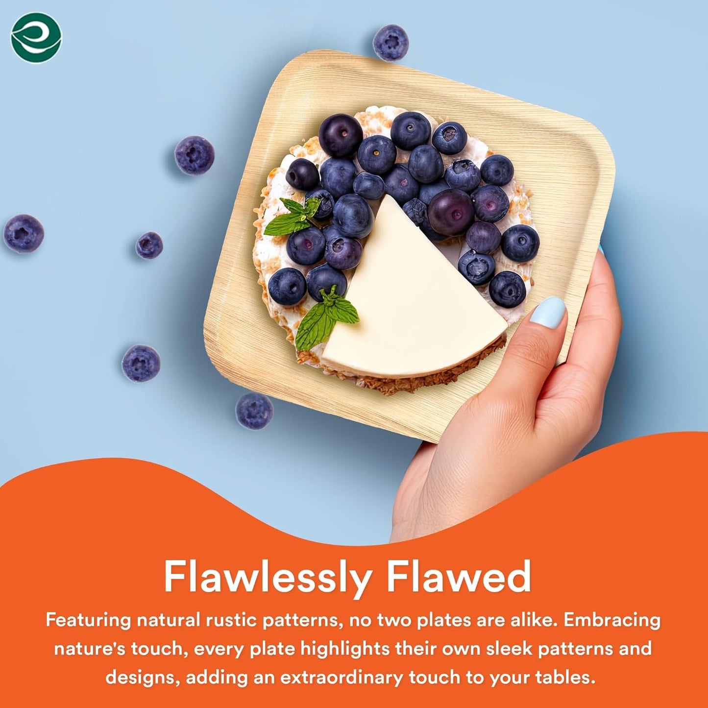 ECO SOUL 50 Count Square Palm Leaf Plates of 6 Inch - Disposable, Eco-Friendly, Biodegradable Bamboo Plates - Perfect for Parties, Catering, Weddings & Large Events