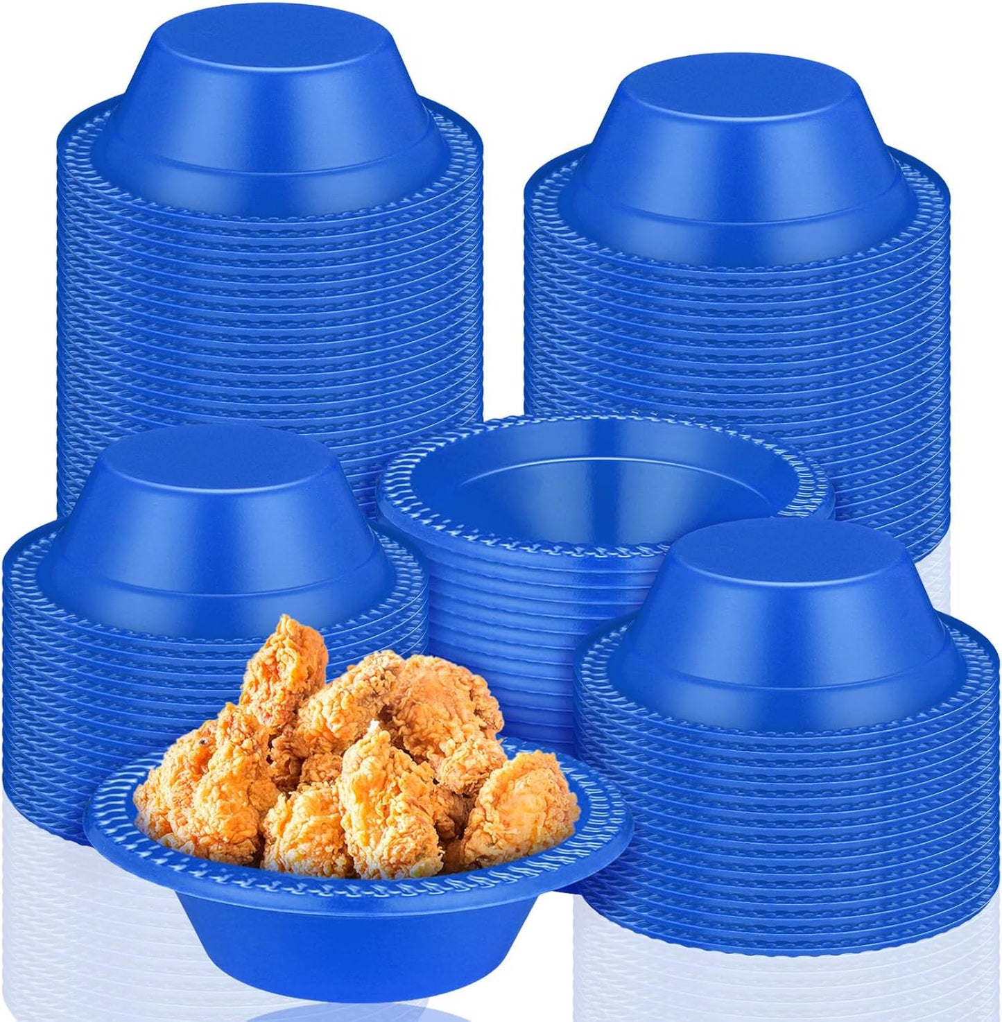 Lallisa 100 Pcs 12oz Blue Disposable Plastic Bowls Dessert Cups Ice Cream Snack Salad Soup Food Serving Bowls for Party Favor Picnic