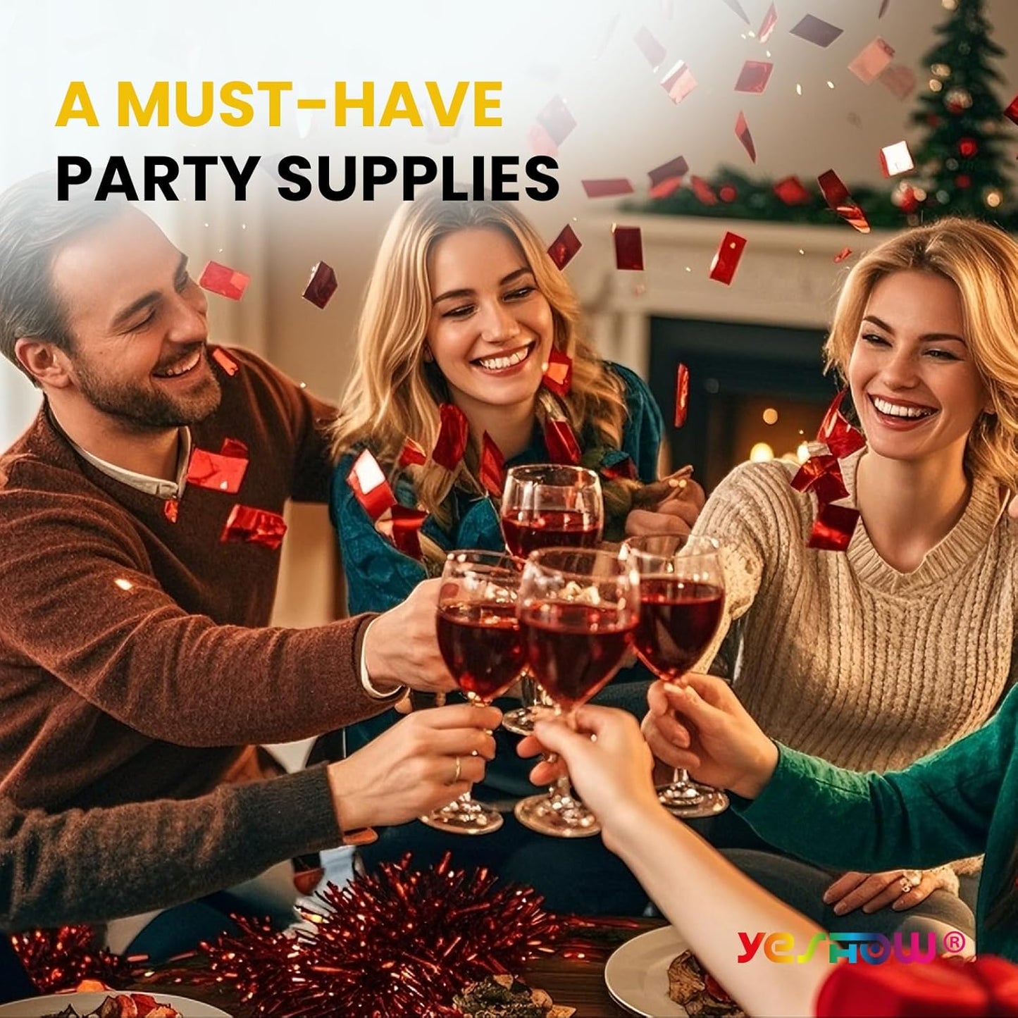 Confetti Cannon Party Poppers Shooters Red,YESHOW Confetti Bomb Blaster(6 pack) for Birthday Christmas New Year’s Eve Wedding Graduation