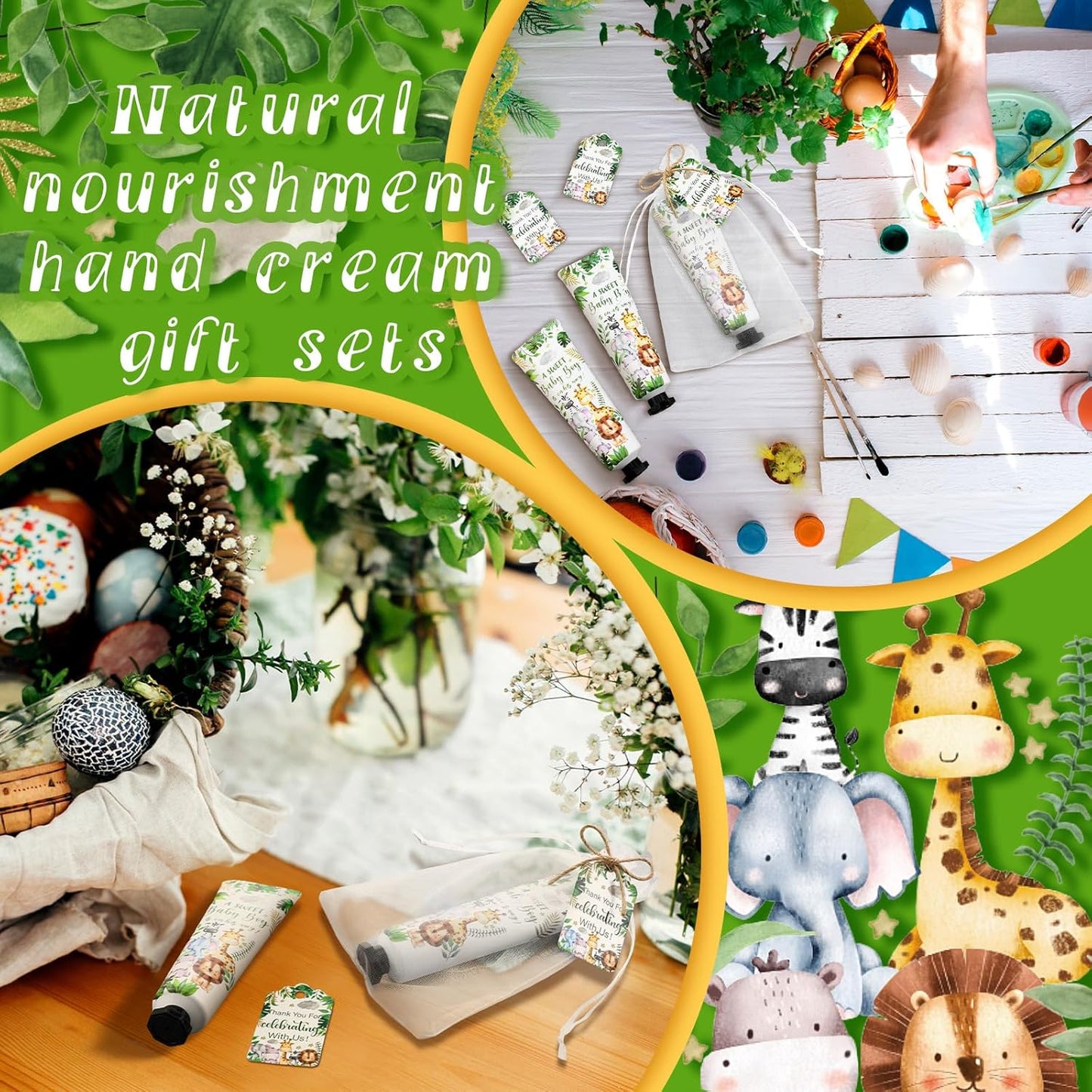 48 Sets Christmas Baby Shower Hand Cream Gift Winter Party Favors for Guests Gift Bulk Mini Travel Size Hand Lotion Set for Guests(Animals)