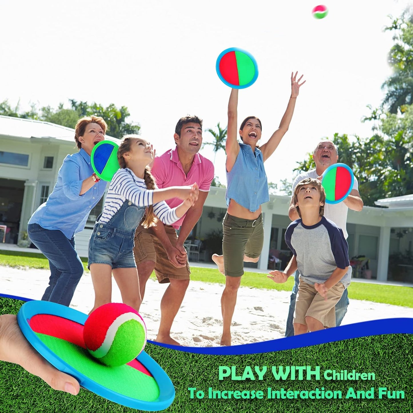 Charniol Kids Toys Toss and Catch Game Set 12 Paddles 6 Balls Beach Game Outdoor Ball Sports Games Toss and Catch Ball Set with Paddles Ball Nylon Catch Toys for Kids Adults