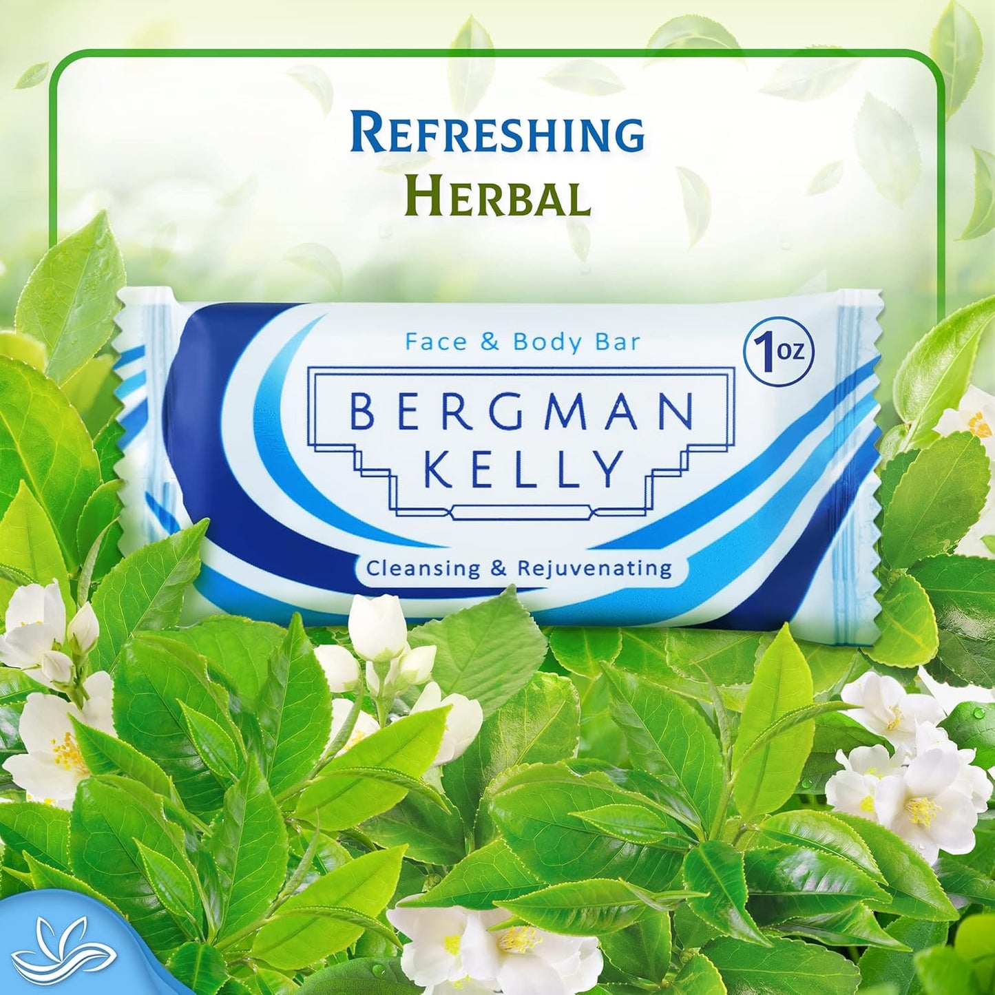 BERGMAN KELLY - Hotel Soap Bars - White Tea, 1 oz, 200 PK - Travel Size Luxury Bulk Amenities Bar Soap - Mini Individually Wrapped Rectangular Soap, Small Toiletries for Airbnb, Motel, Guest Bath