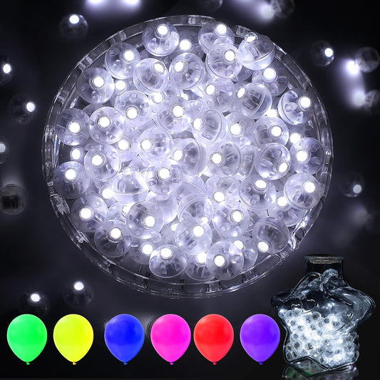 AIKEI 100pcs LED Balloon Lights, Mini Round Balls Lights,Waterproof Tiny Party Lamps for Balloon Paper Lantern Easter Eggs Decor Halloween Christmas Birthday Party Wedding Decoration Cool White
