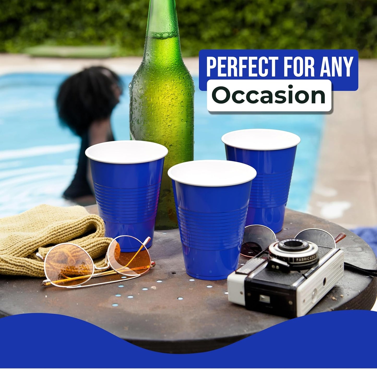 18 Oz Dark Blue Plastic Cups For Party Supplies 50 Pack | Dark Blue Disposable Cups Plastic | Disposable Drinkware For Parties, Events & Everyday