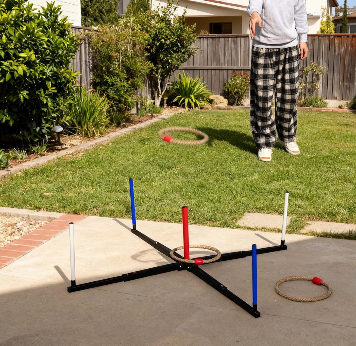 Ring Toss Game, 6 Jumbo Rings & Scoreboard with 5 Games and Carry Case Yard Outdoor Lawn Games for Kids, Adults & Family, Backyard Camping Tailgates Party Game for Teens, Boys & Girls