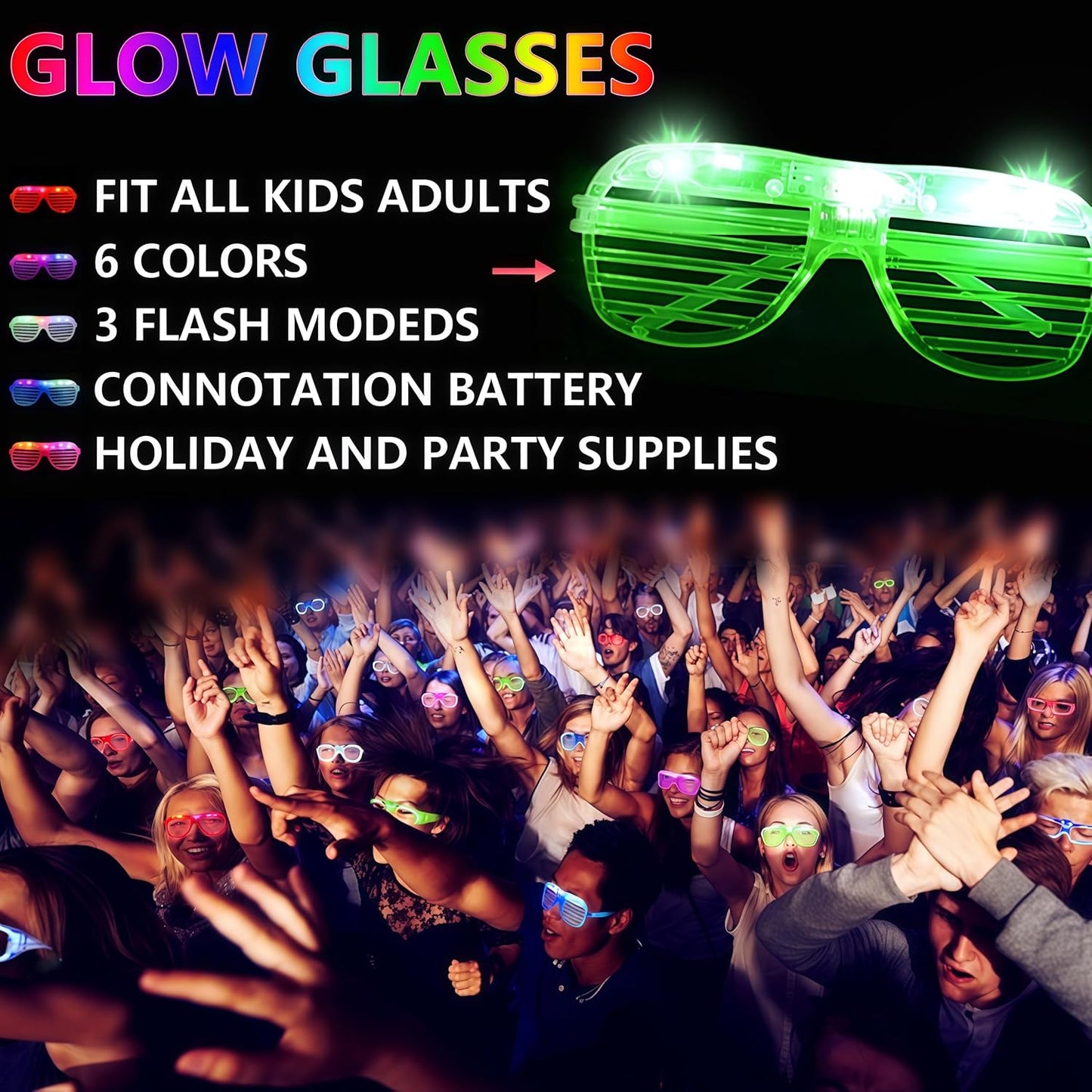 35 Pack LED Glasses Glow in The Dark Party Supplies,Multi-color & shapes Light up Glasses for Kids Adult Birthday Neon Party Favors Wedding Thanksgivings Xmas New Years