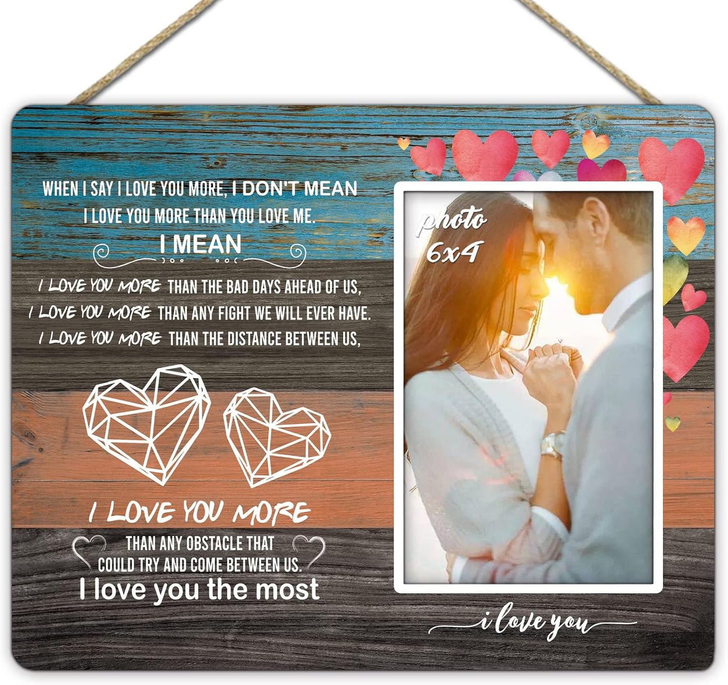 KU-DaYi When I Say I Love You More Picture Frame, Couples Picture Frames, Couple Picture Frame Birthday Anniversary Wedding Gifts for Couples Wife Husband - F062