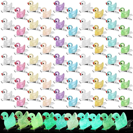 60 Pcs Mini Glow Hair Clips Girls Rave Hair Clips for Women Christmas Music Festival Holiday Party Supplies (Glowing Duck)